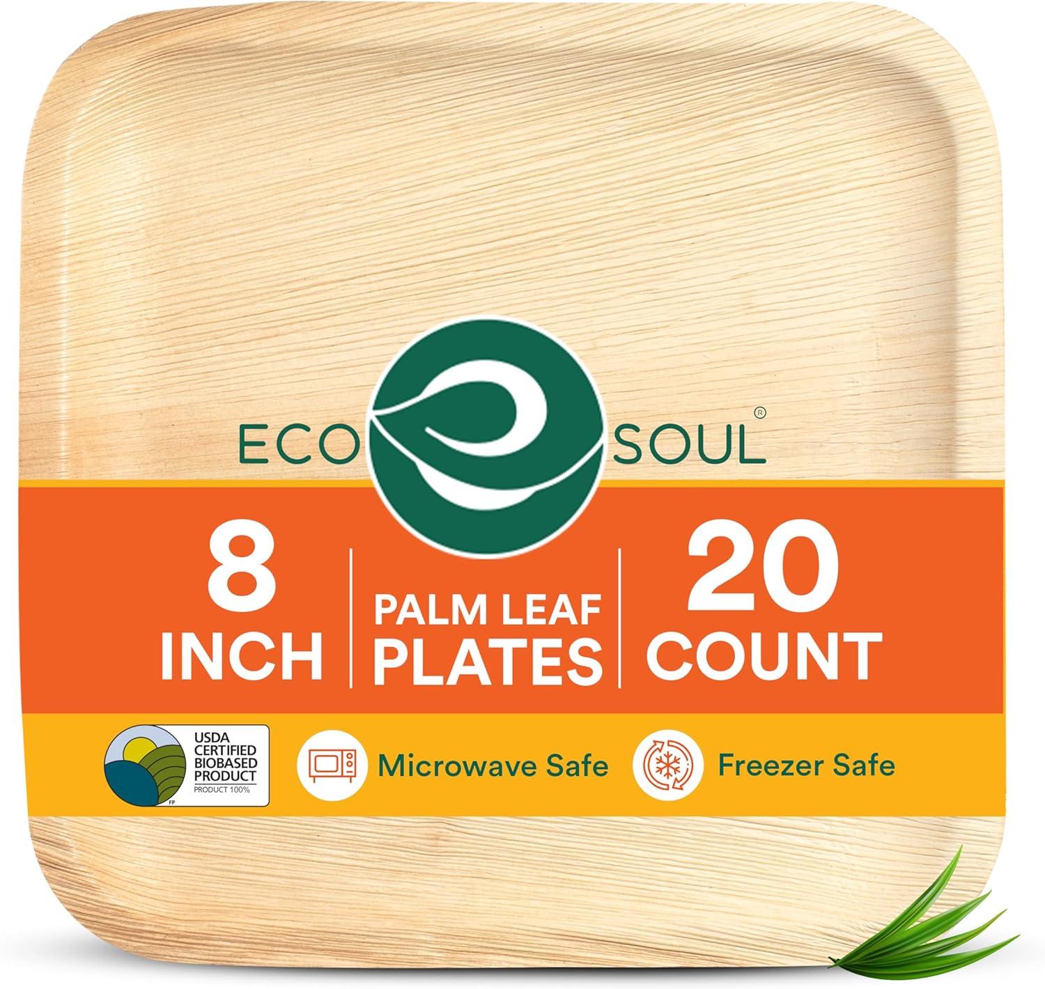 Ecosoul Home - Palm Leaf Plates 8 In Sqr - Case Of 8-20 Ct