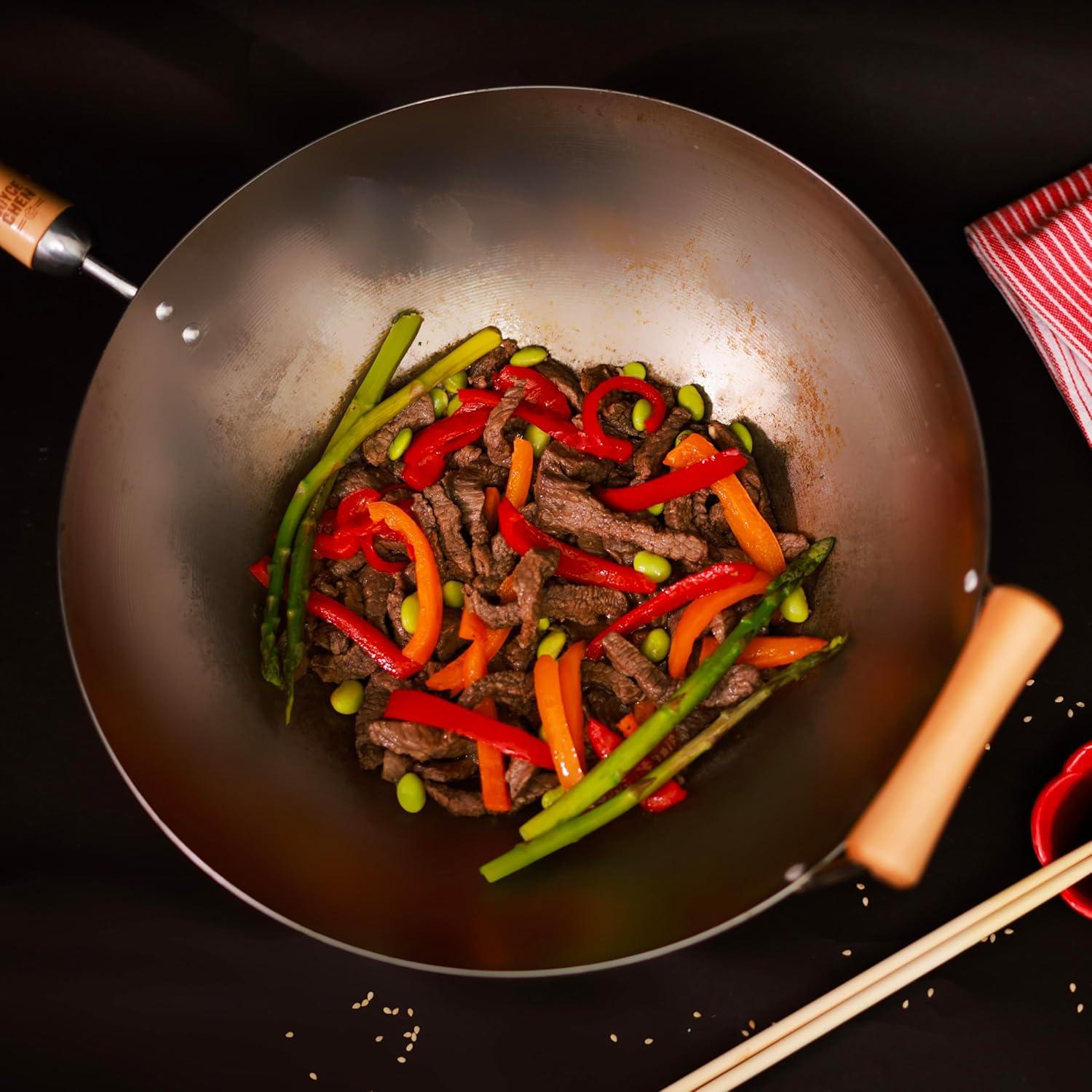 14-Inch Carbon Steel Wok with Birch Handles