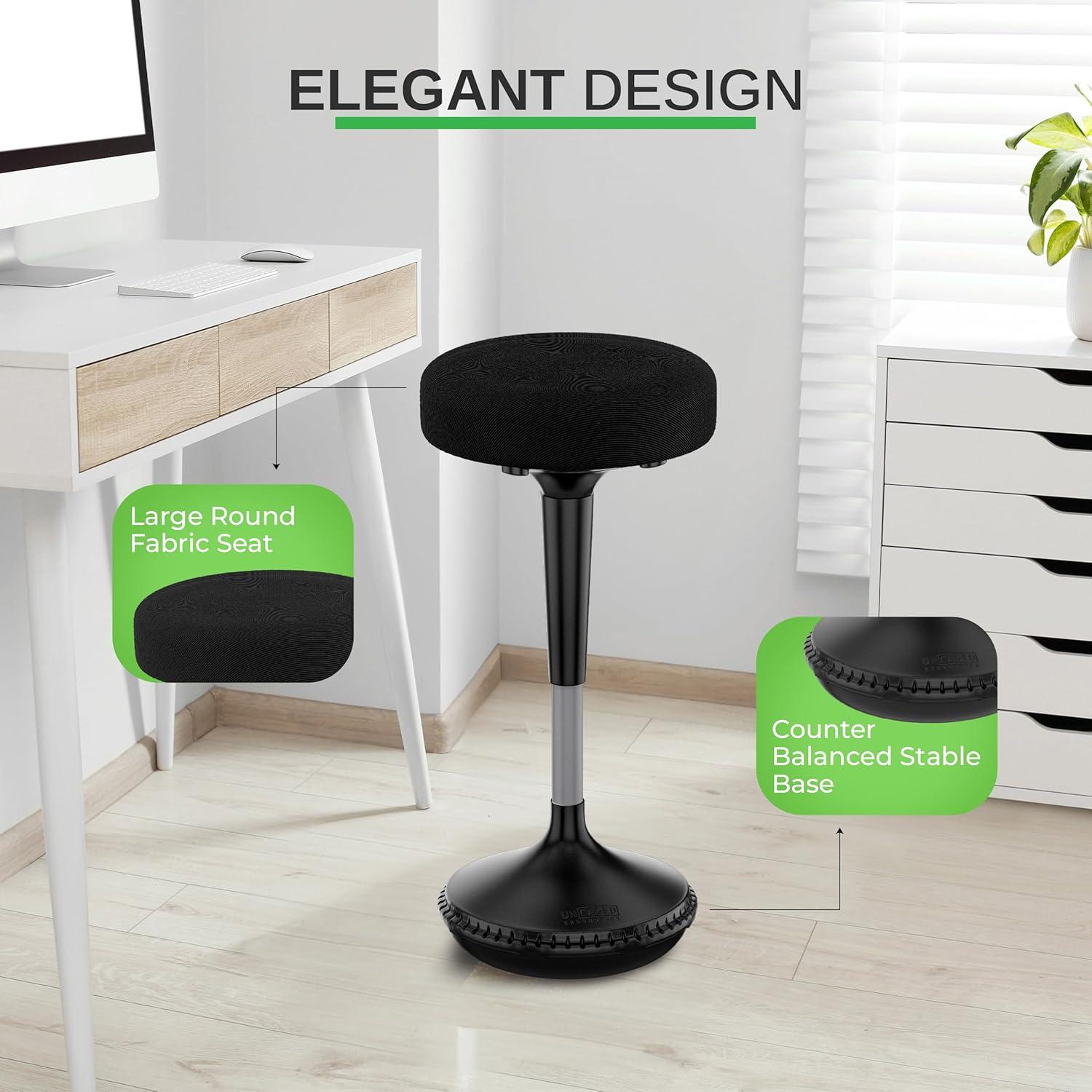 Adjustable Black Wood Swivel Ergonomic Wobble Stool