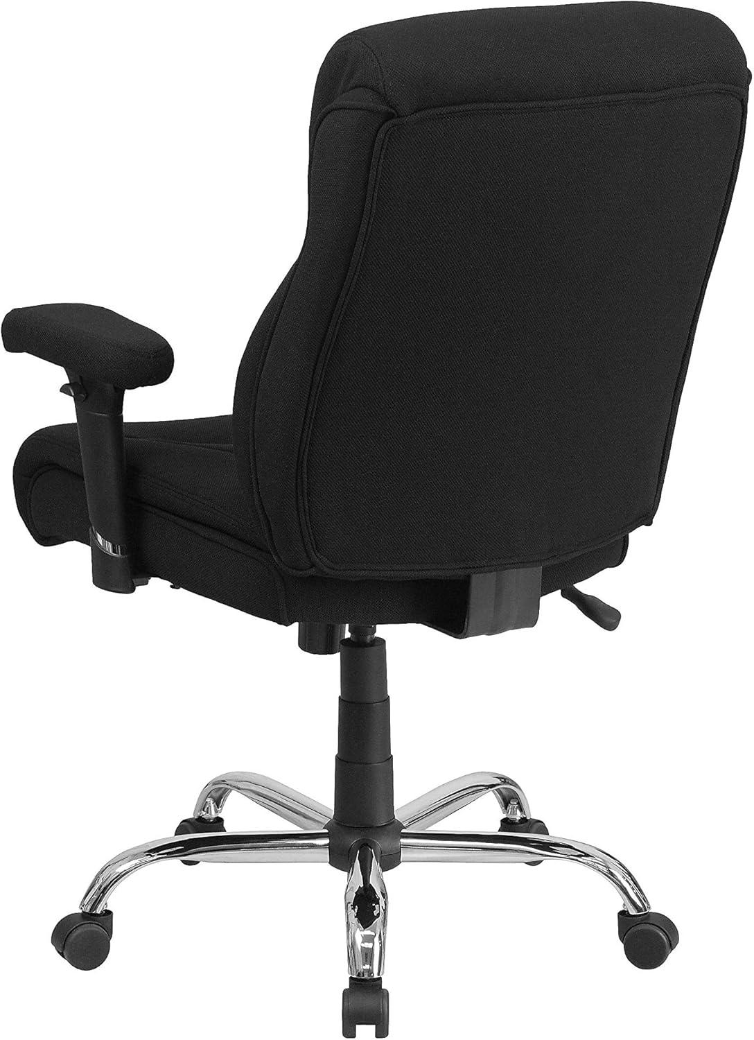 Flash Furniture HERCULES Series Big & Tall 400 lb. Rated Black Fabric Ergonomic Task Office Chair with Line Stitching and Adjustable Arms