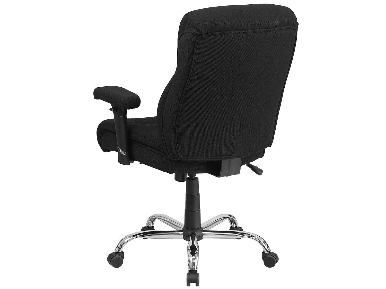 Flash Furniture HERCULES Series Big & Tall 400 lb. Rated Black Fabric Ergonomic Task Office Chair with Line Stitching and Adjustable Arms