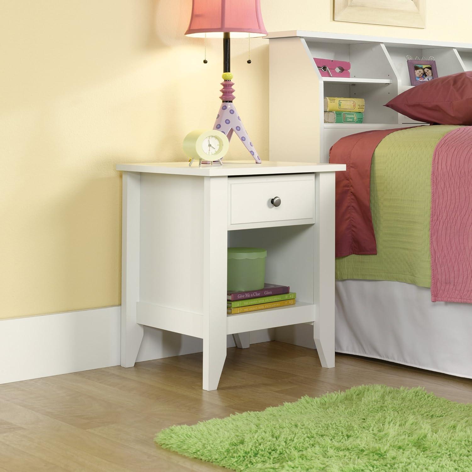 Soft White Shoal Creek Nightstand with Smooth Metal Runners