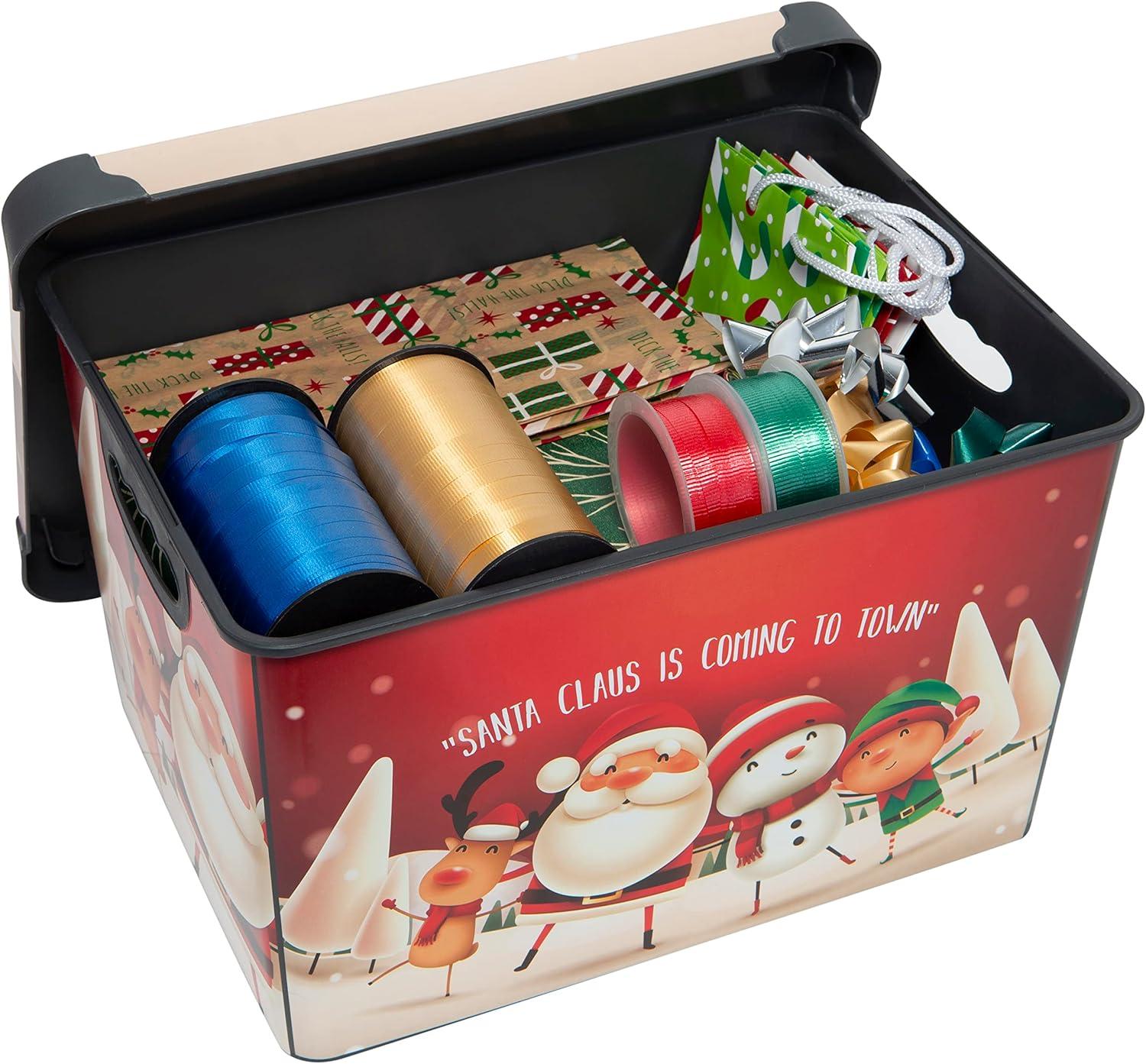 Simplify Santa Clause is Coming to Town Design Plastic Storage Tote