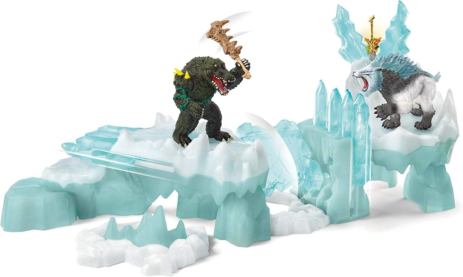 Schleich Eldrador Creatures, Mythical Creatures Toys for Kids, Attack on Ice Fortress Set with Ice Monster and Jungle Monster Action Figures, Ages 7+