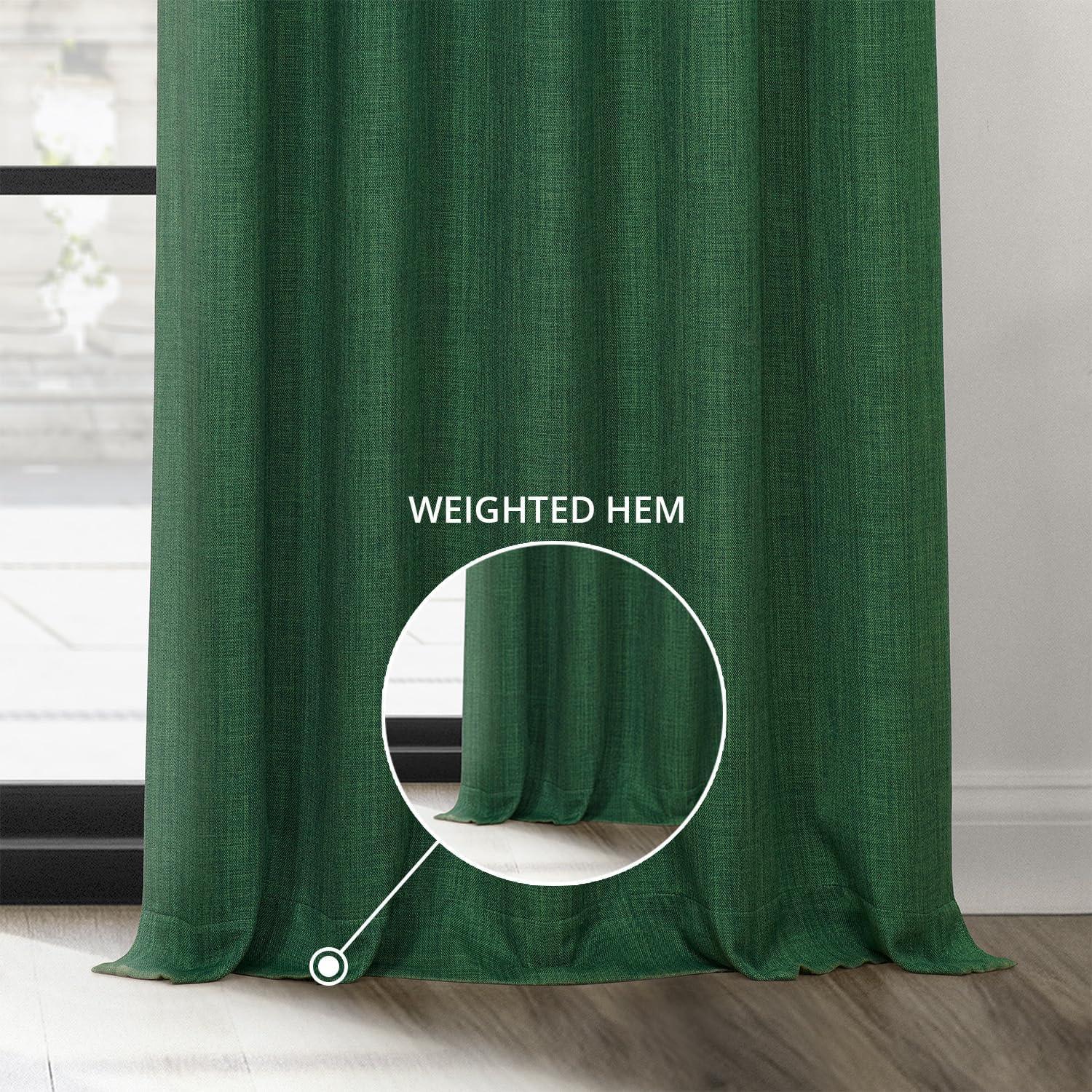 HPD Half Price Drapes Key Green Faux Linen Room Darkening Curtains for Bedroom & Living Room Curtains (1 Panel), Door & Window Curtains 84 inches long, Rod Pocket Curtains & Drapes, 50W X 84L