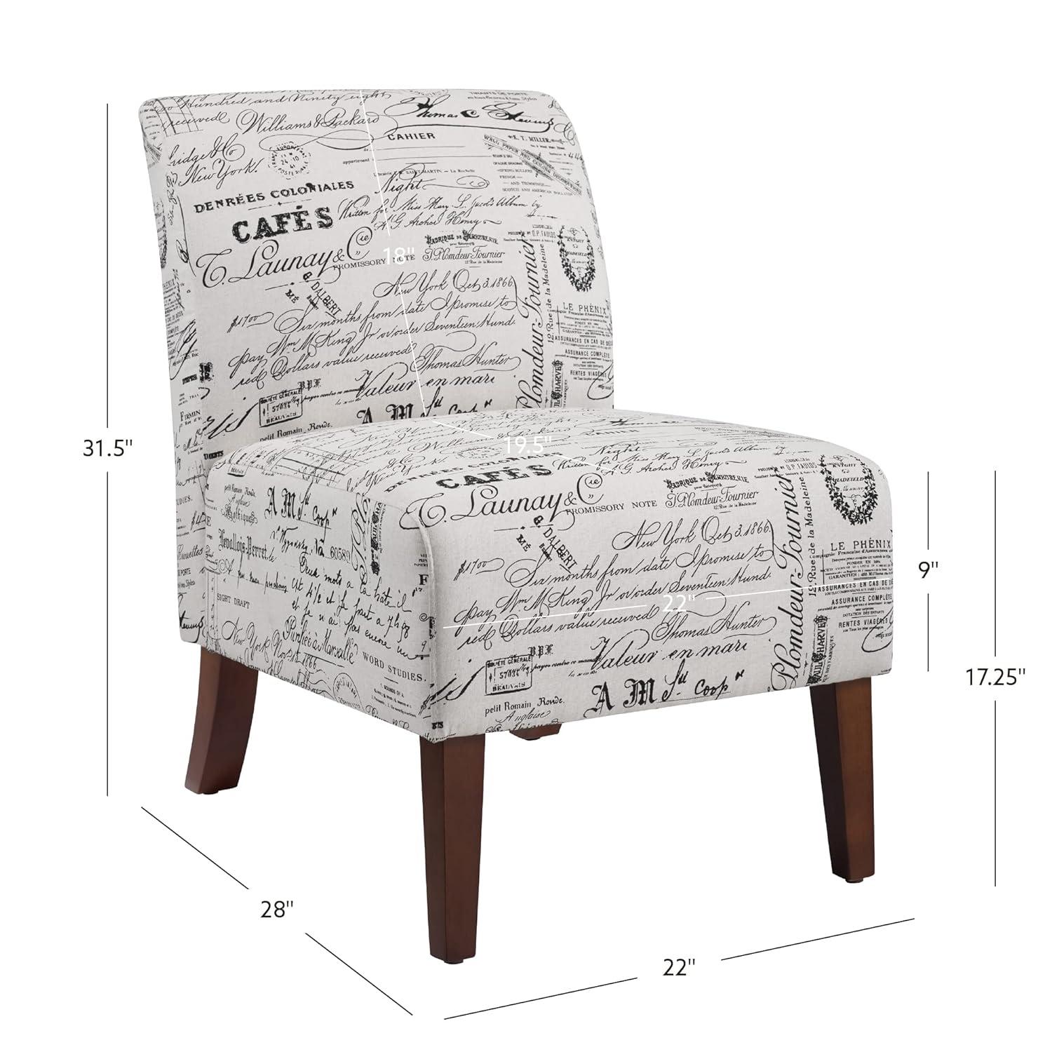 Lily Traditional Slipper Upholstered Sailing Accent Chair Script - Linon