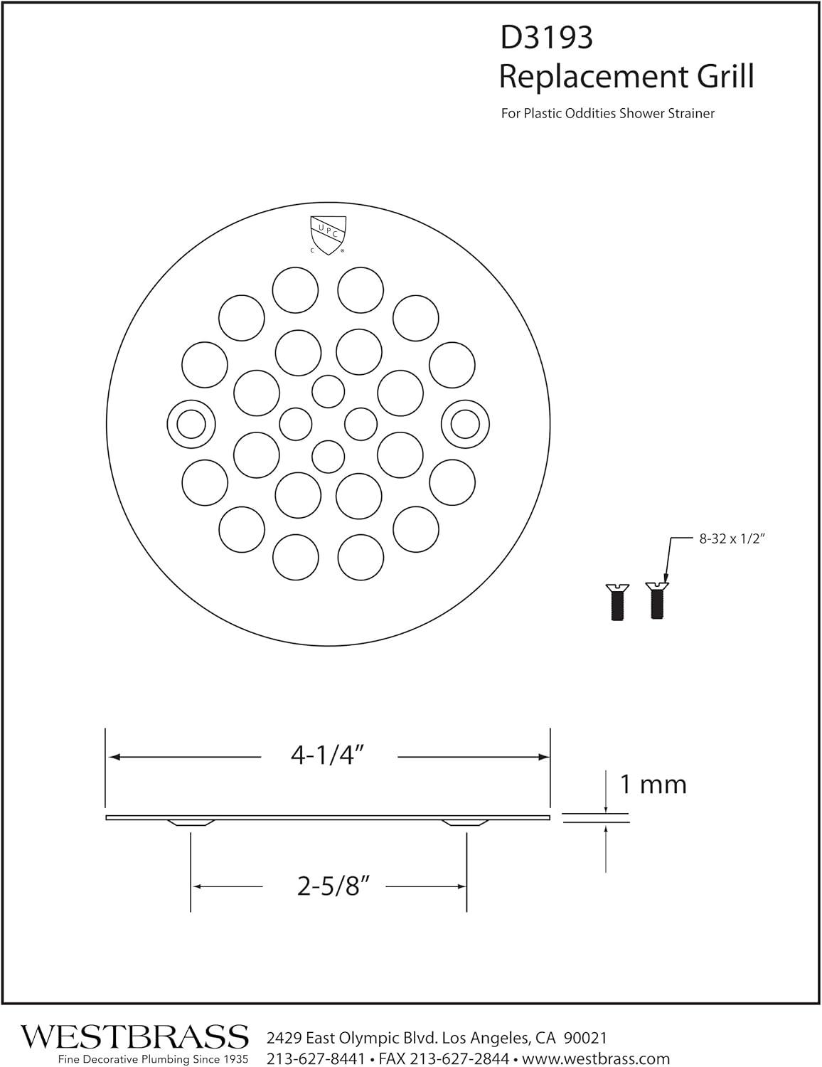 Polished Chrome 4-1/4" Round Shower Drain Cover