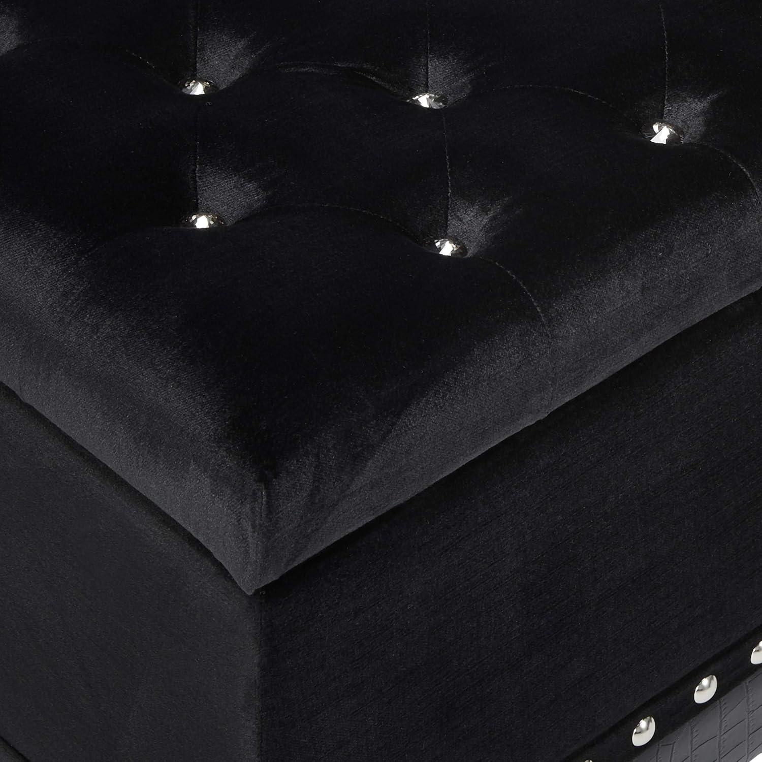 Barzini Tufted Rectangular Trunk with Nailhead Black