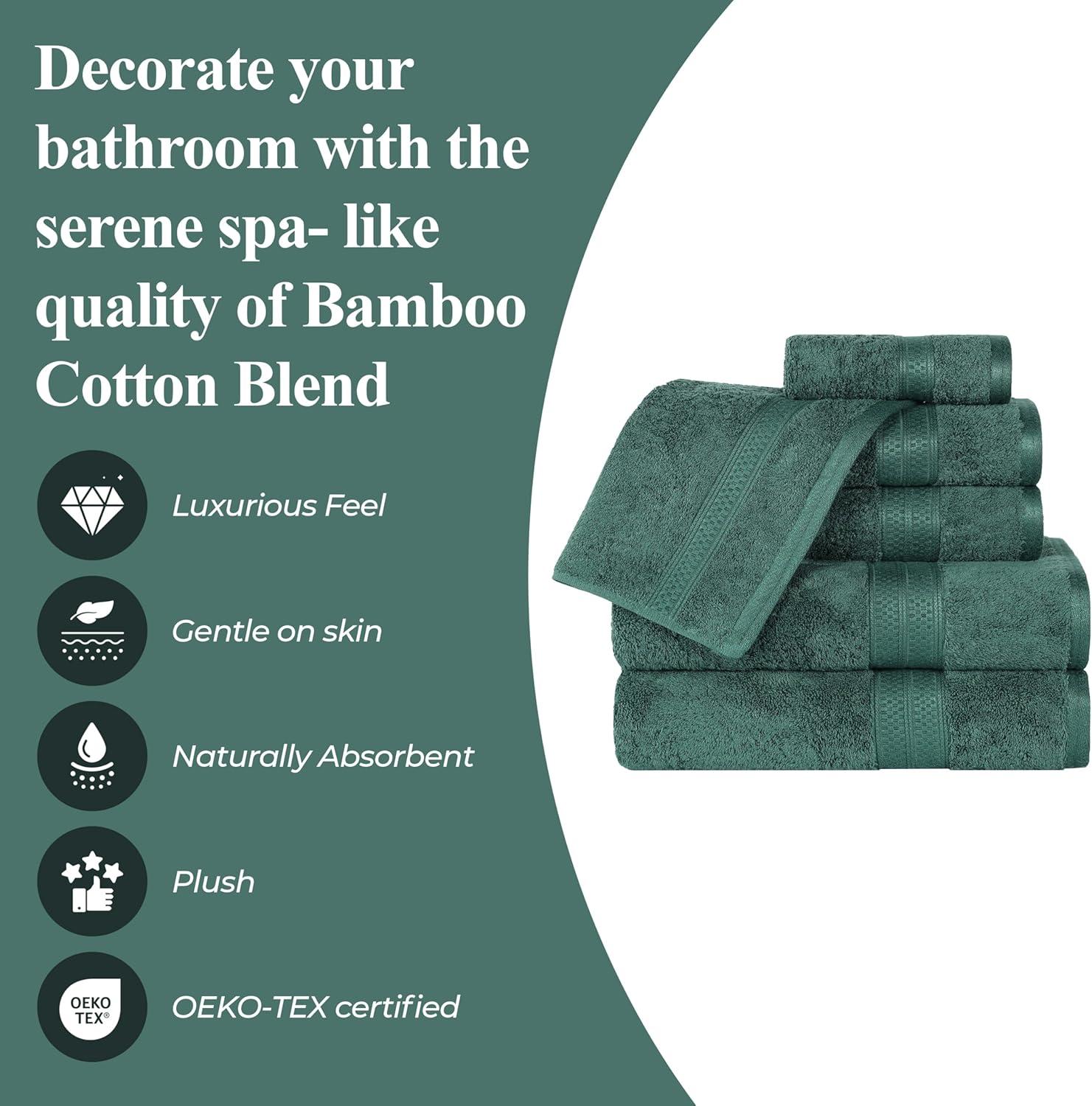 Superior 8-Piece Ultra-Soft Bamboo Bath Towel Set for Bathroom, Spa, and Gym, Hunter Green