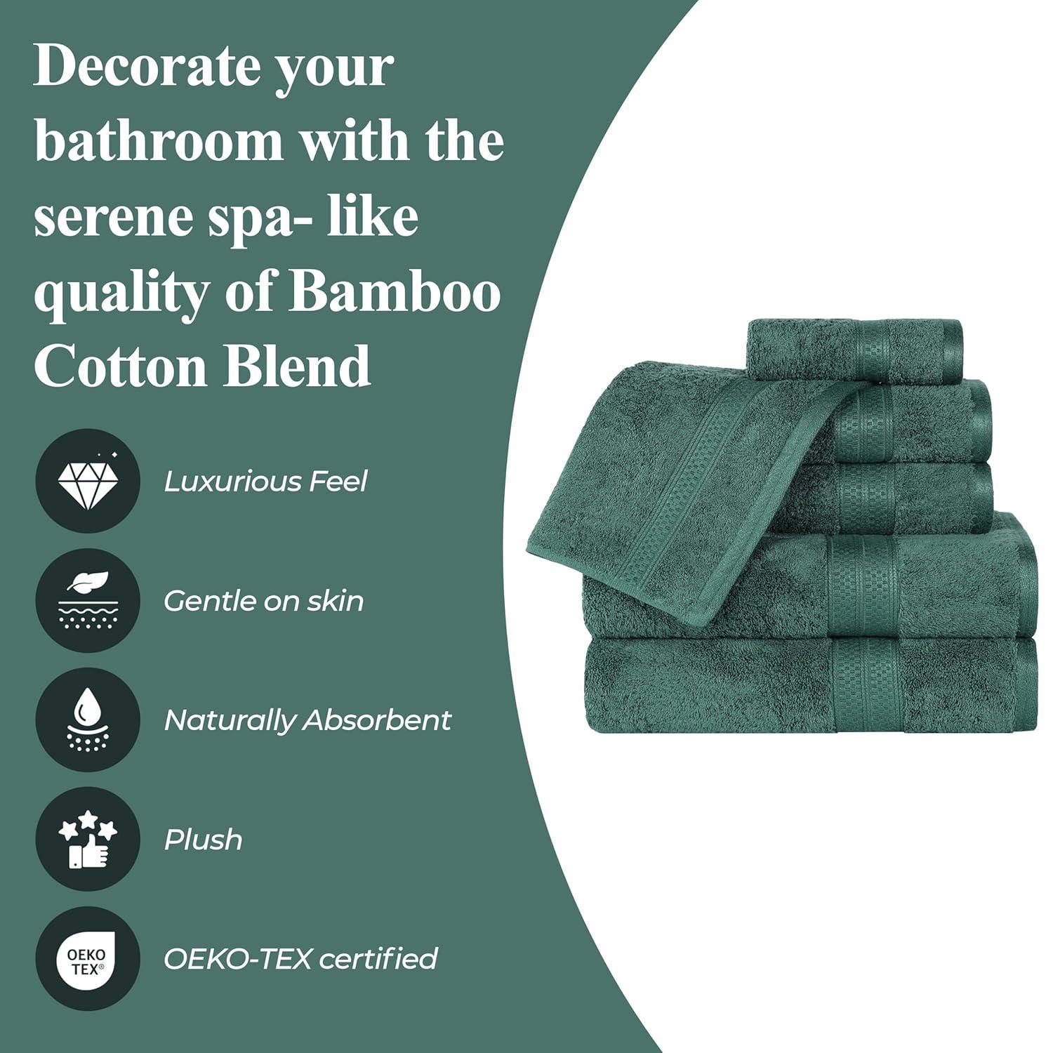 Superior 8-Piece Ultra-Soft Bamboo Bath Towel Set for Bathroom, Spa, and Gym, Hunter Green