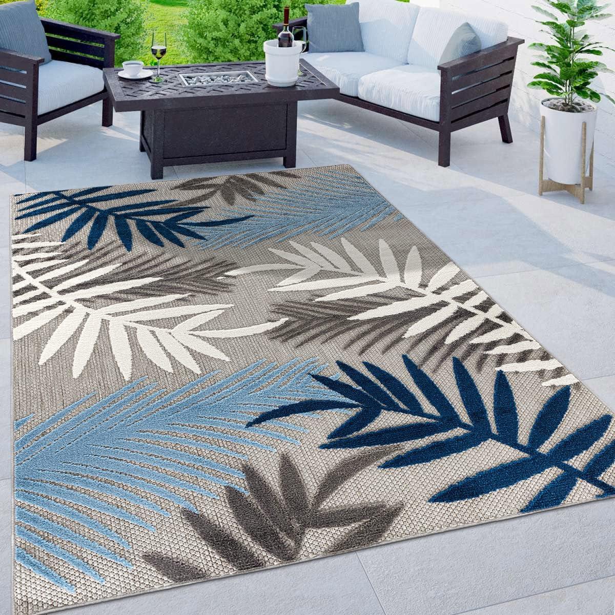 World Rug Gallery Evora Palm Frond Indoor/Outdoor Area Rug