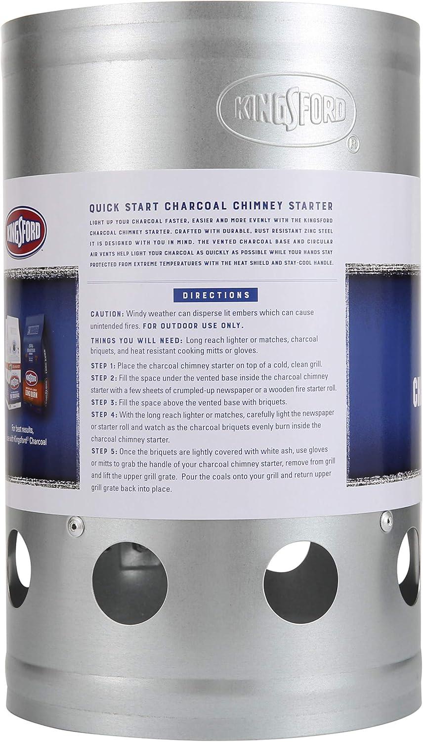 Kingsford Quick Start Zinc-Plated Steel Charcoal Chimney Starter