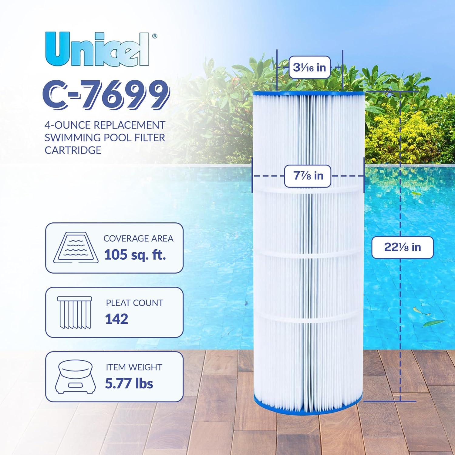 Unicel C-7699 4 Oz Media Replacement Swimming Pool Filter Cartridge with 142 Pleats, Compatible with Pentair Pool Products and Pac Fab