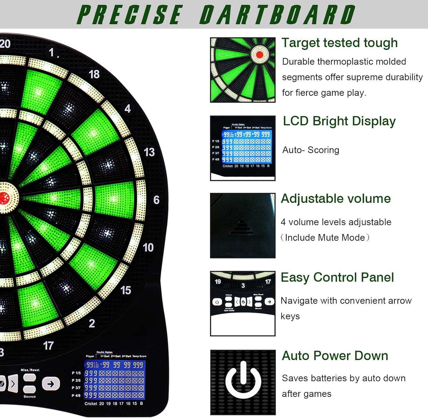 13-Inch Illuminated Electronic Dart Board with LED Segments