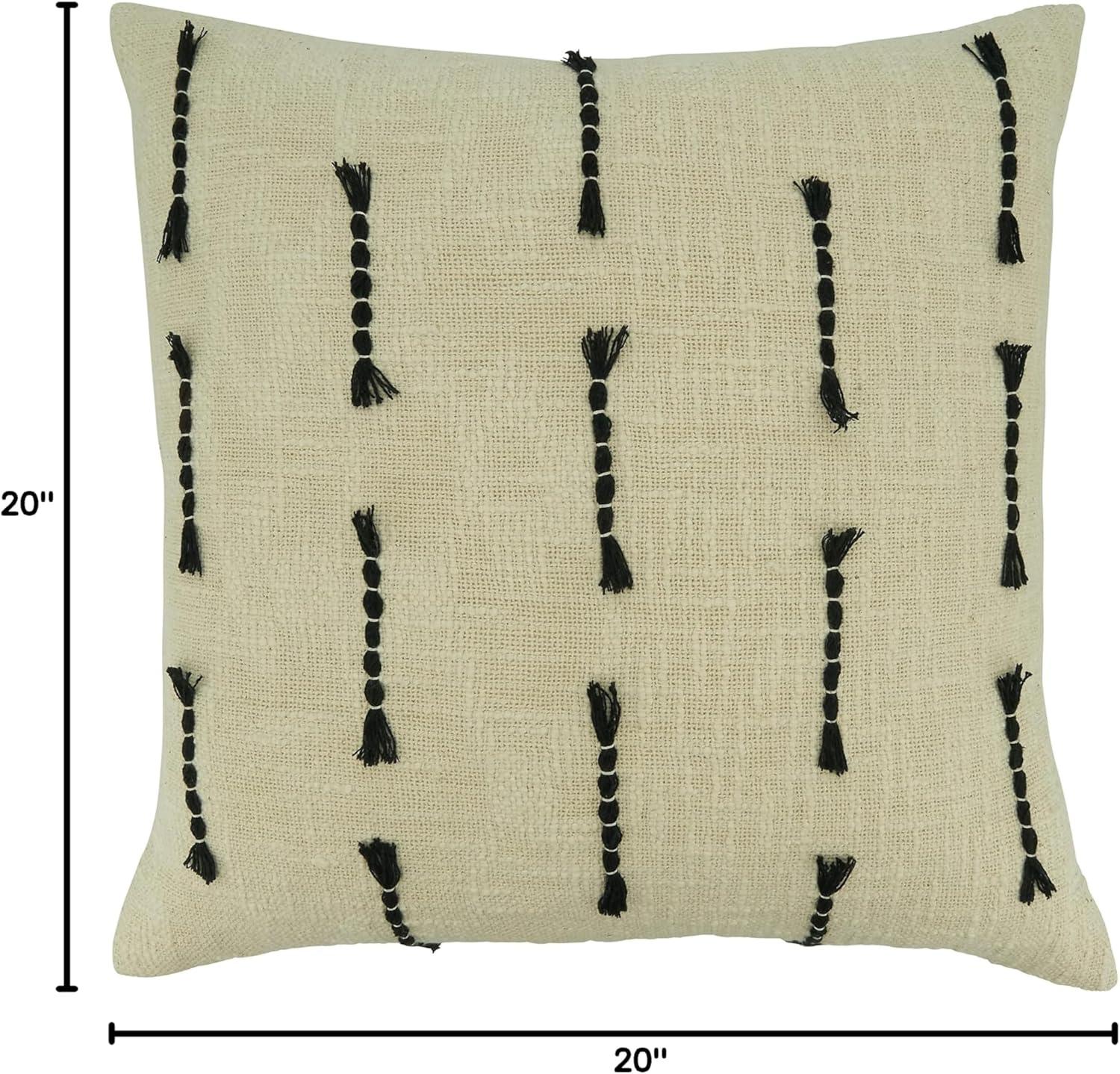 Saro Lifestyle Poly Filled Throw Pillow with Frayed Stitch Line Design