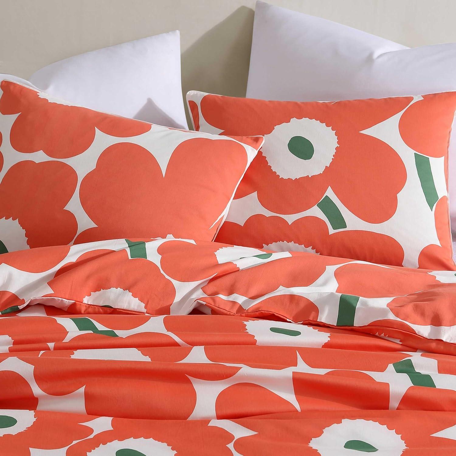 Unikko Green/White Organic Cotton Duvet Cover Set