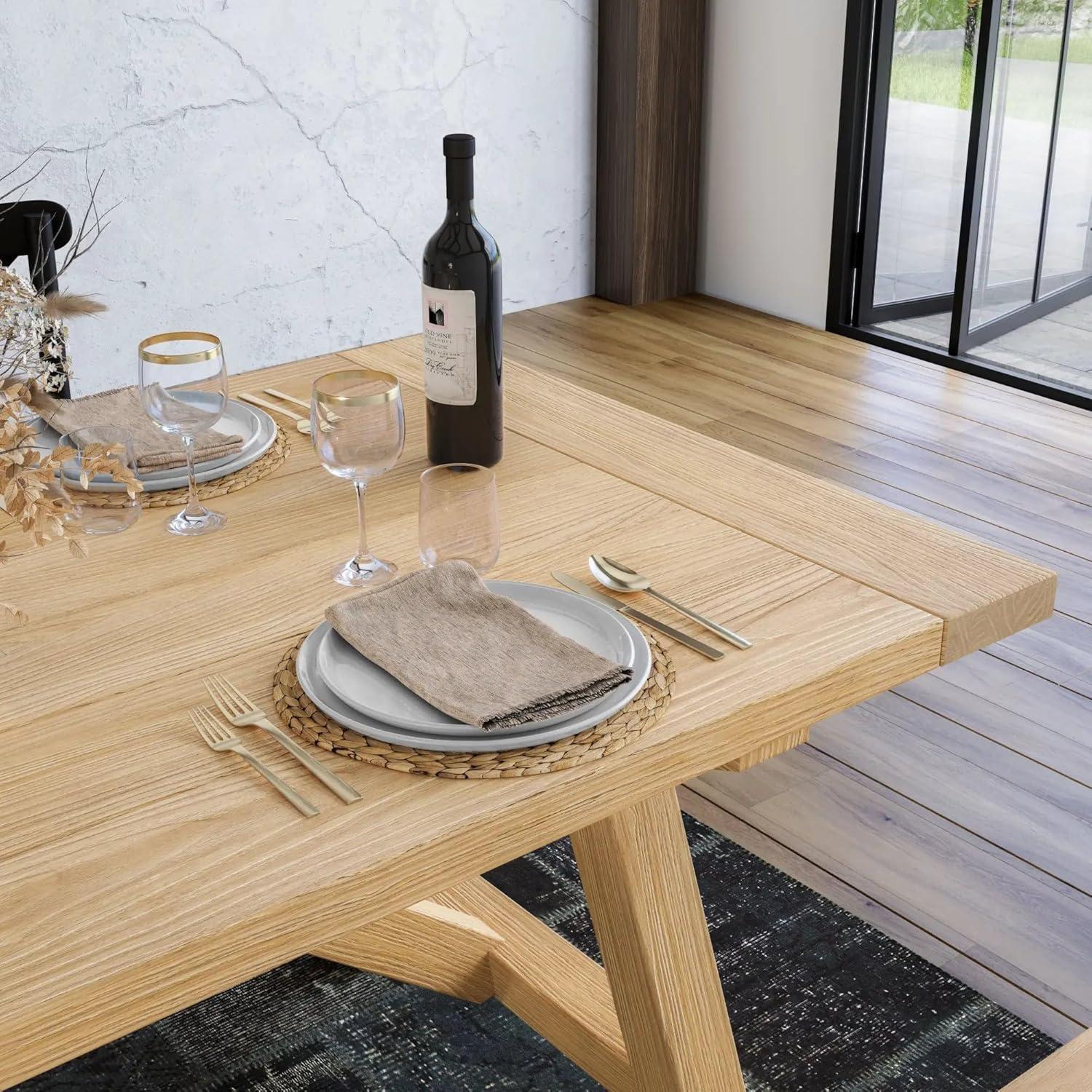 Cascais Rectangular 72'' Solid Wood Table with Farmhouse Base