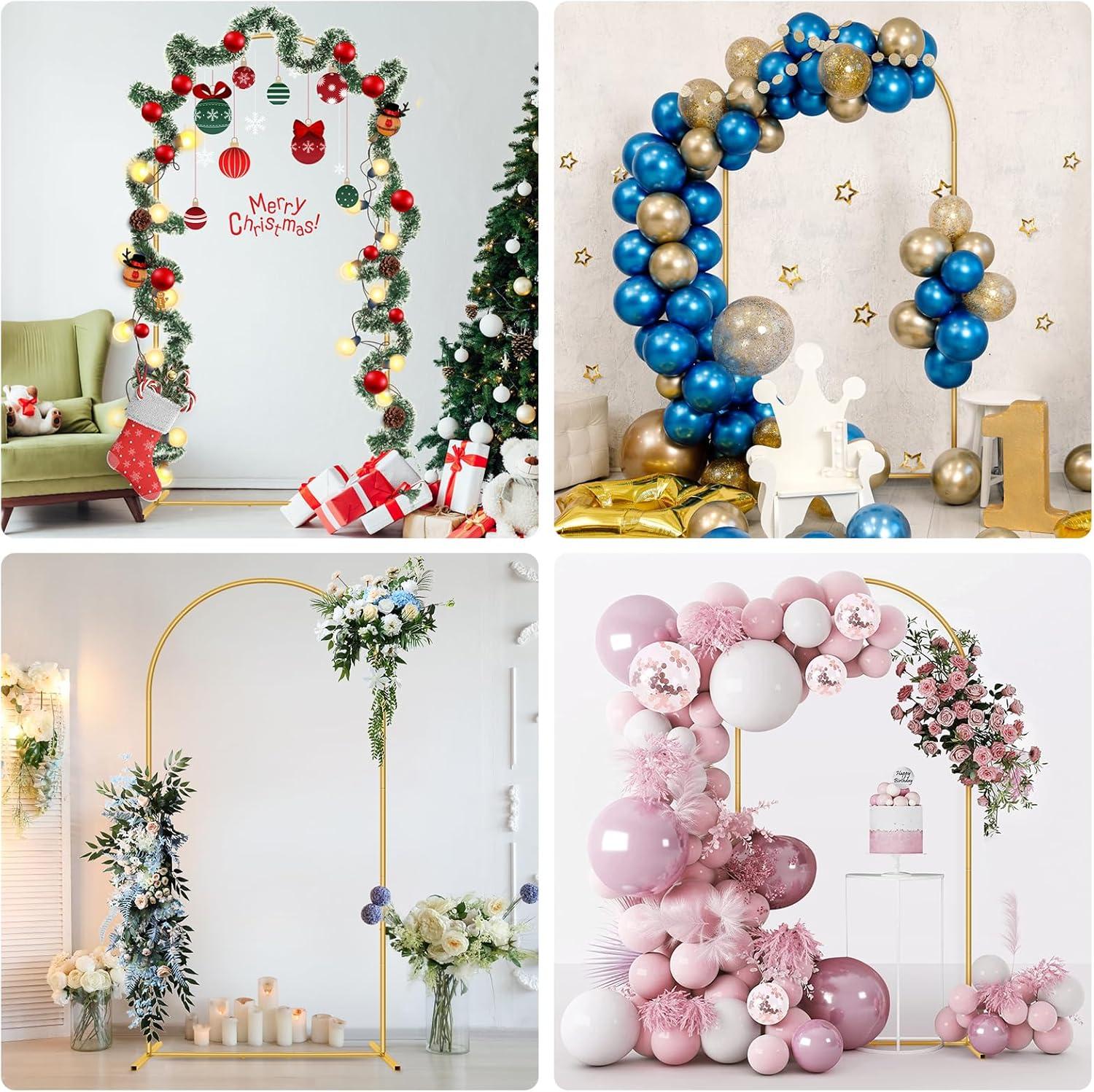 Gold Wedding Arch Backdrop Stand Metal Arched Frame Gold Balloon Arch Stand for Ceremony,Birthday,Wedding Decoration