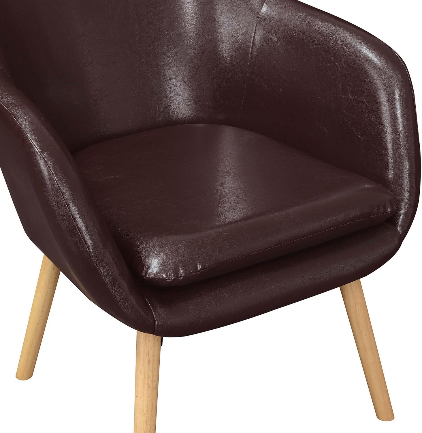 Convenience Concepts Take a Seat Charlotte Wingback Upholstered Accent Armchair, Espresso Faux Leather