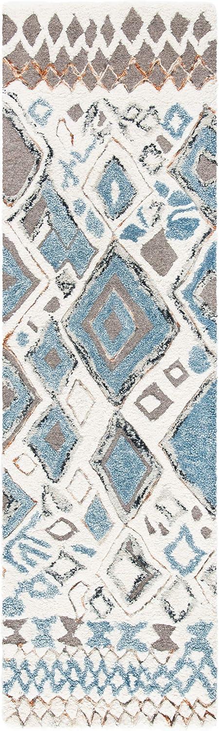 Casablanca Shag CSB618 Hand Tufted Indoor Runner Rug - Beige/Navy - 2'3"x8' - Safavieh