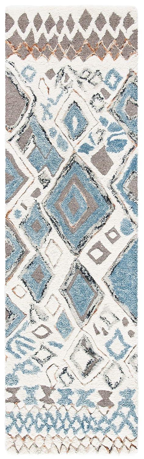 Casablanca Shag CSB618 Hand Tufted Indoor Runner Rug - Beige/Navy - 2'3"x8' - Safavieh