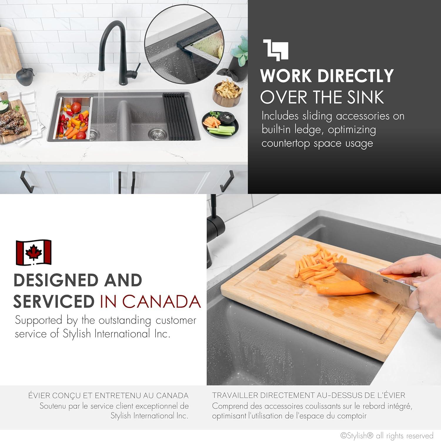STYLISH S-833WL Stylish Pietra Dual-Mount 33" Composite Granite Double Bowl Kitchen Sink