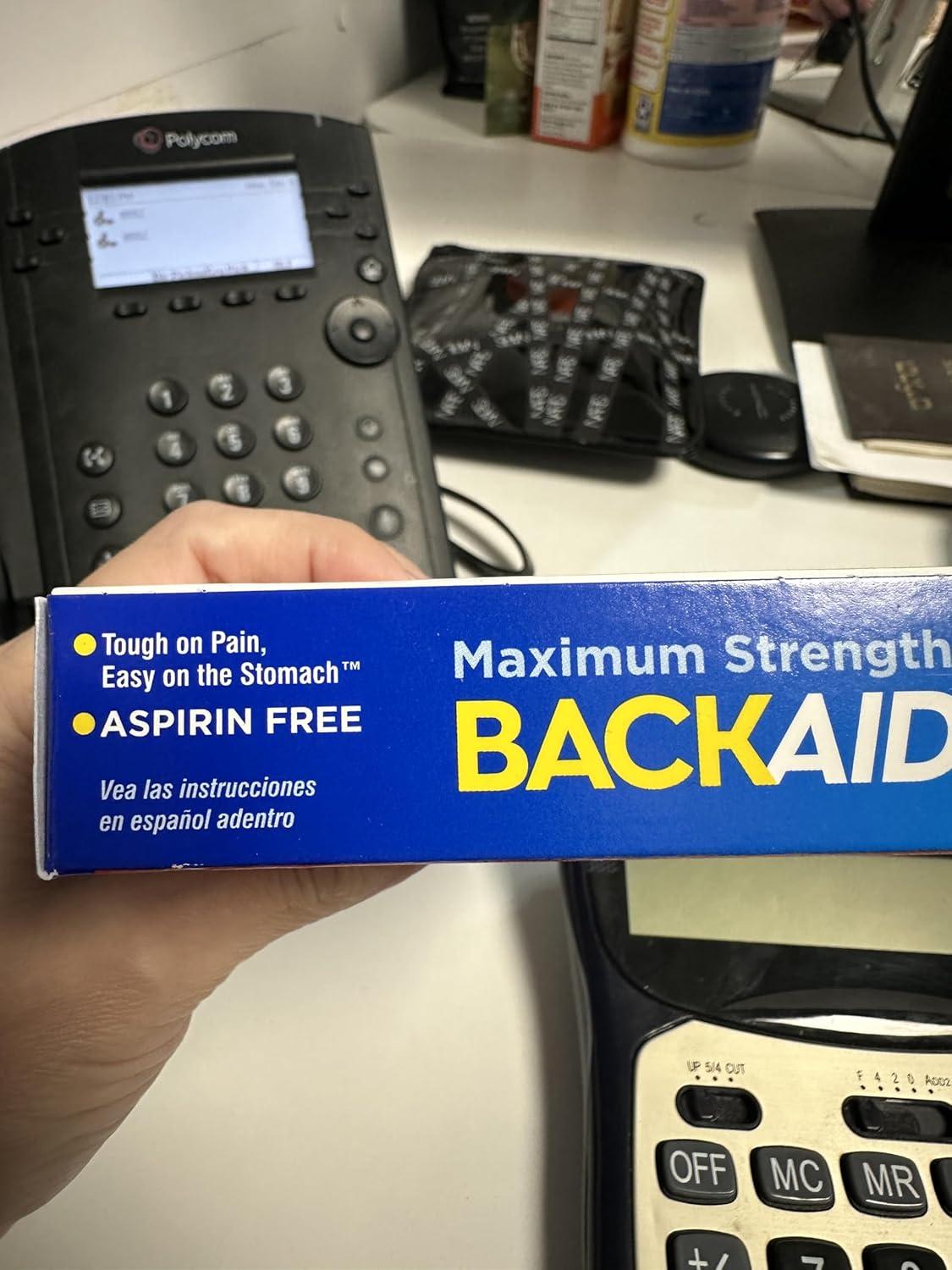 Backaid Maximum Strength Back Pain Reliever, 6-Hour Formula, Aspirin-Free Caplets, 28 Count