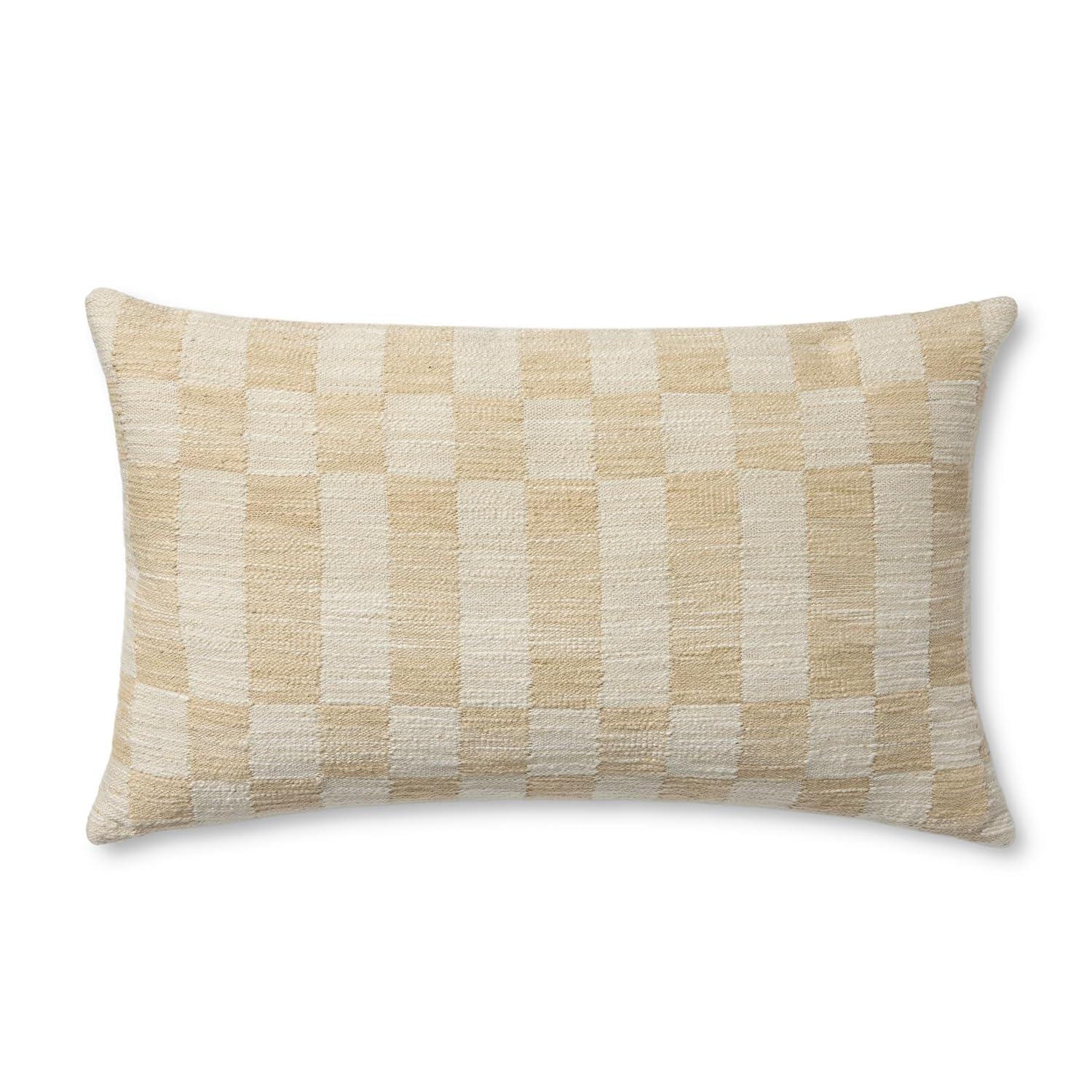 Adams Pillow by Amber Lewis x Loloi - Sand and Ivory / 13" x 21" / Polyester