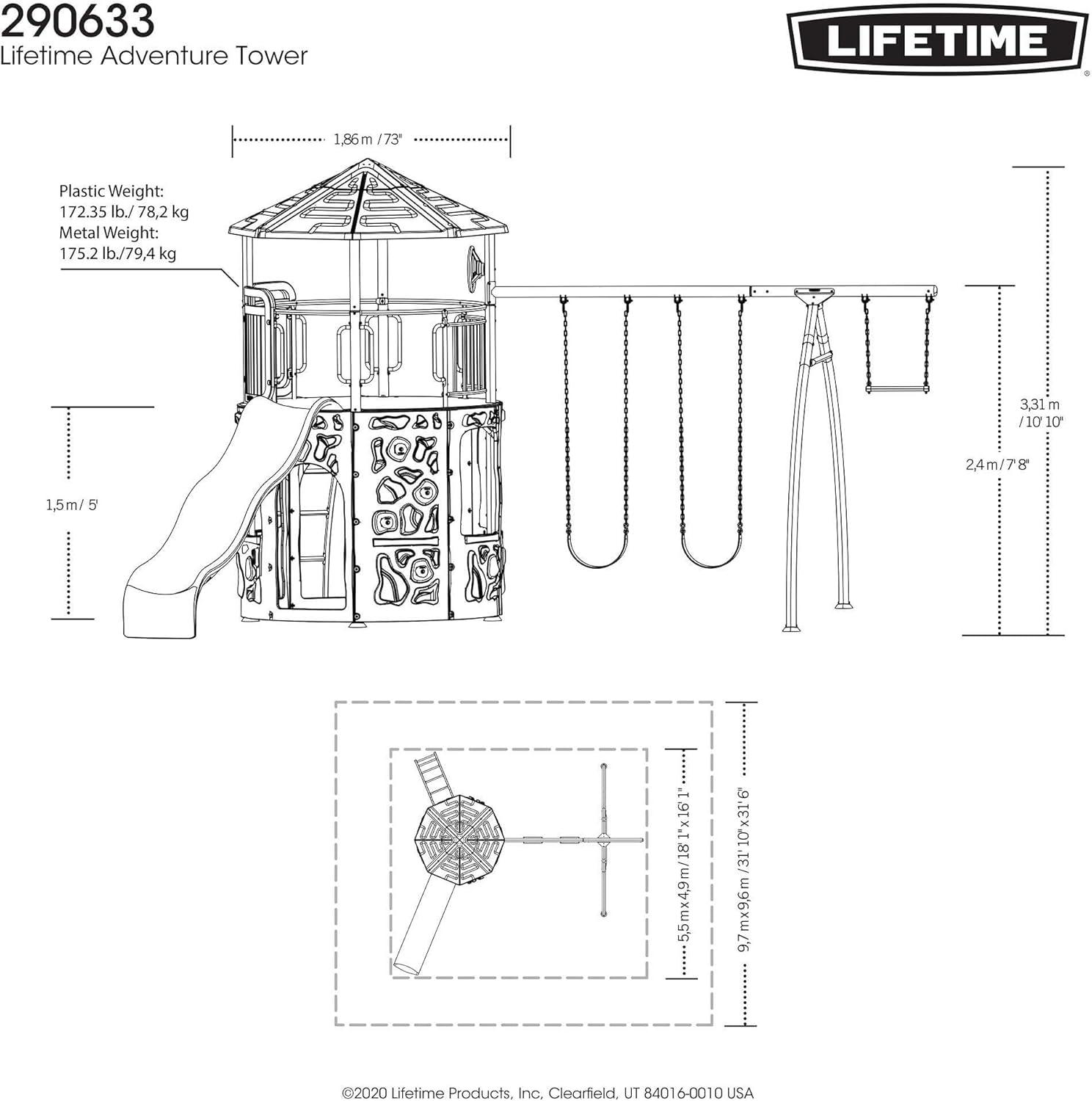 Lifetime Green and Tan Adventure Tower Swing Set with Slide