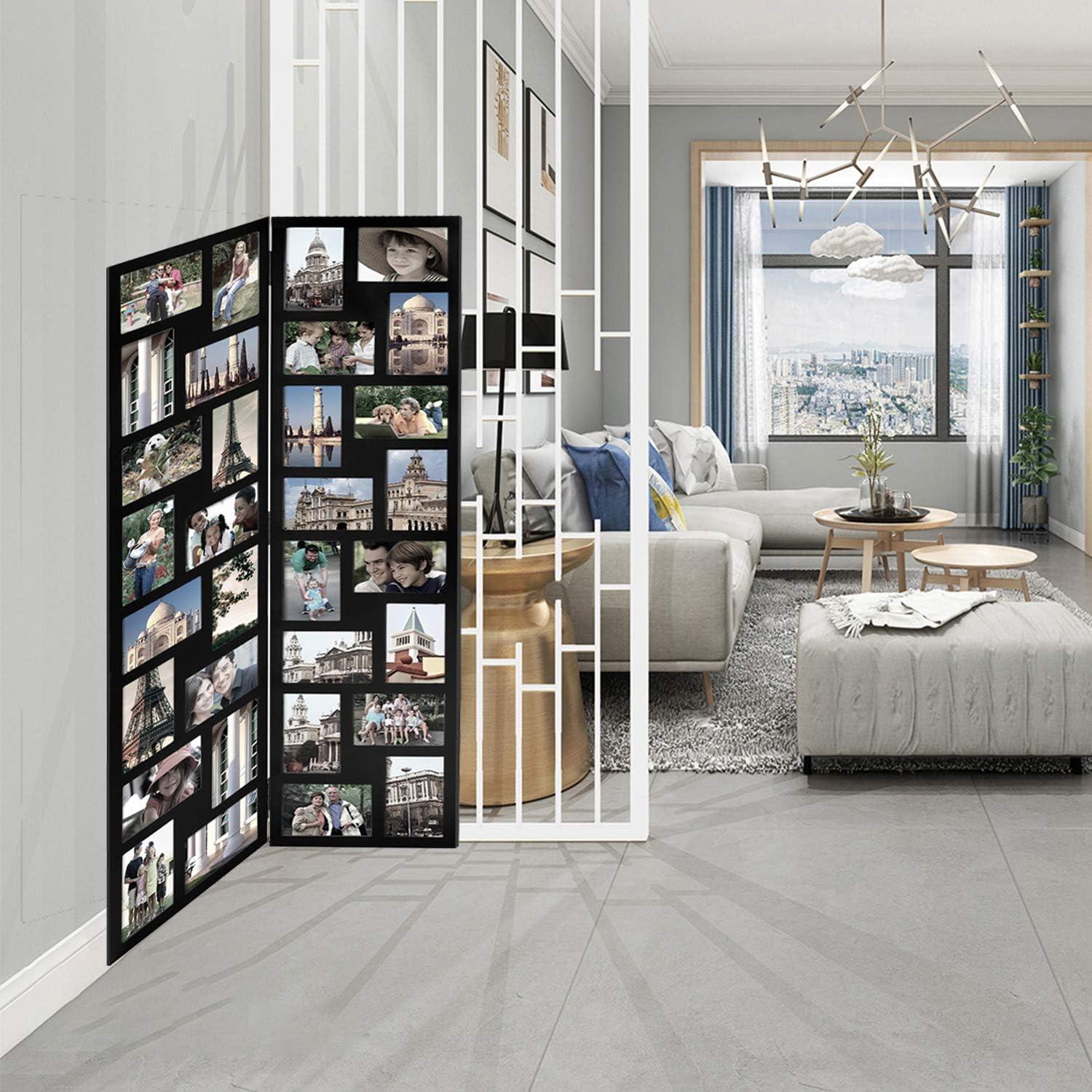 Black Wood Hinged Folding Screen Collage Picture Frame