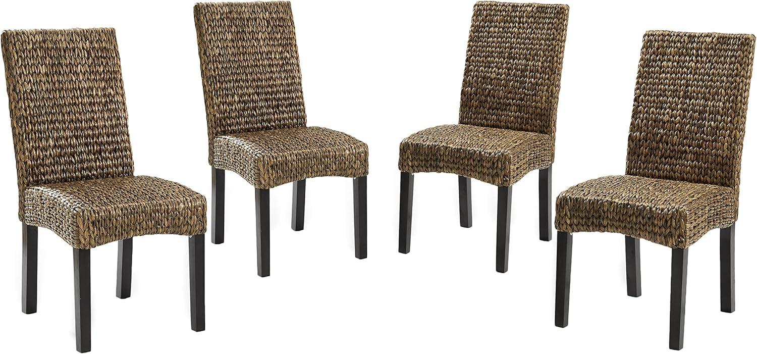 Edgewater High-Back Seagrass & Wood Dining Chair Set, Brown