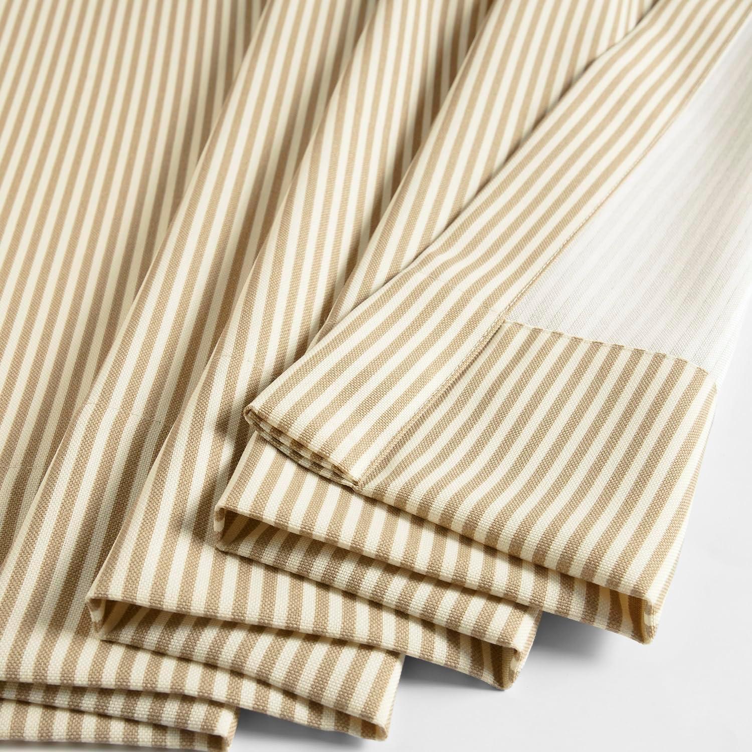 HPD Half Price Drapes Villanova Striped Grommet Outdoor Curtains for Patio (1 Panel) - UV & Water Resistant Light Filtering 200 GSM Polyester Curtains - 50W x 84L, Coastal Beige Thin Stripe