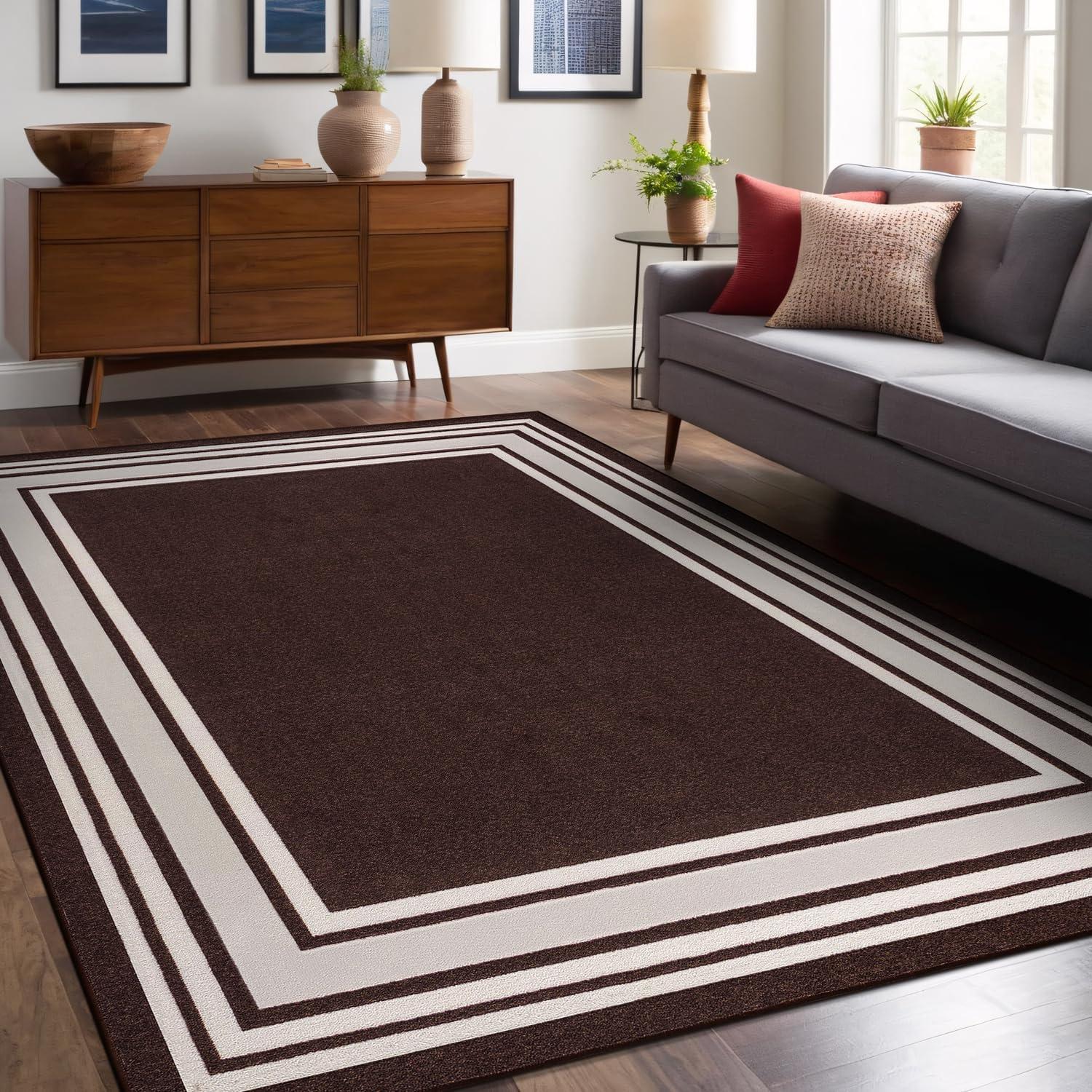 Quiogue Brown Non-Slip Area Rug