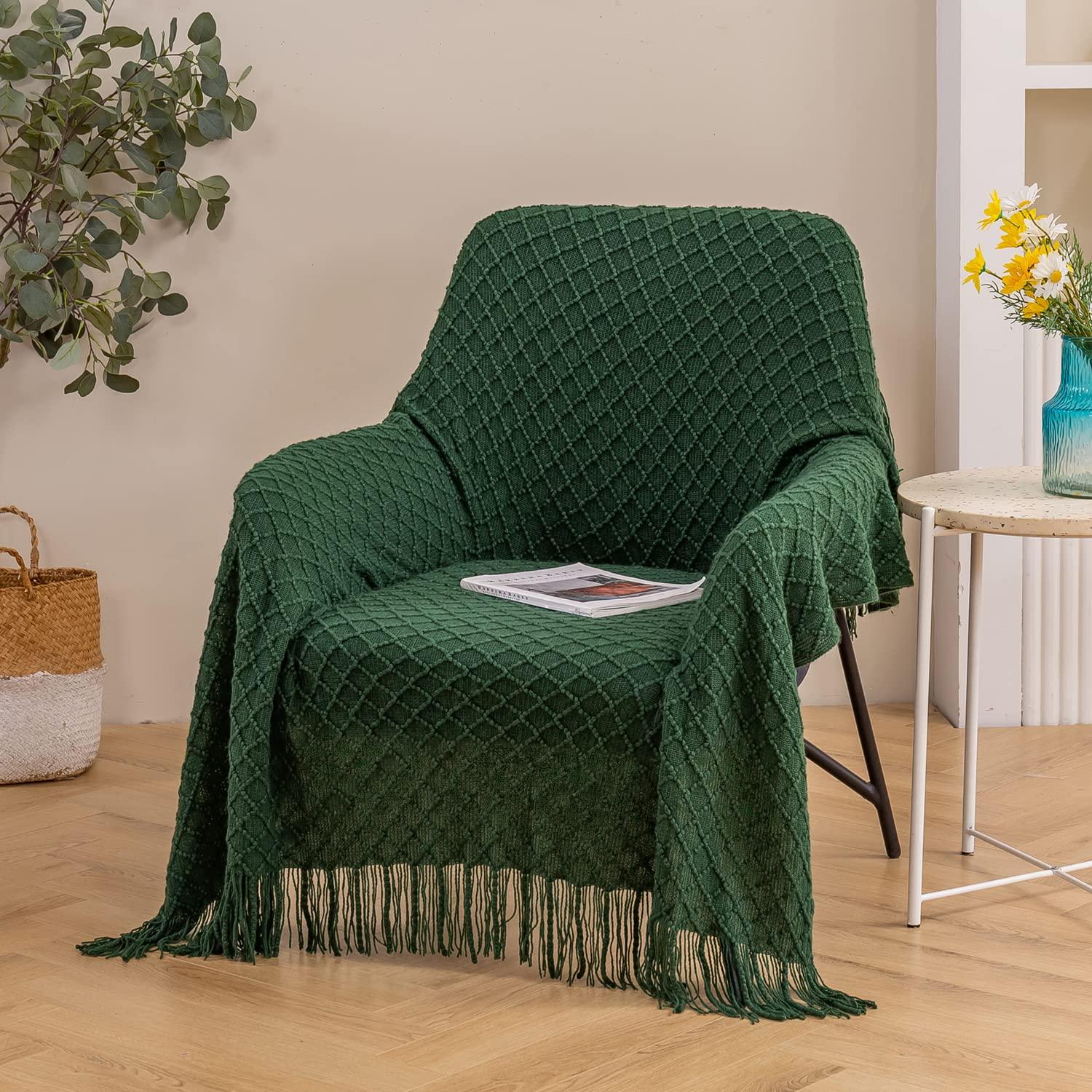 Lunarose Throw Blanket for Couch,Soft Cozy Knit Blanket,Lightweight Decorative Throw for Sofa Chair Bed Travel and Living Room-All Seasons Suitable for Women,Men and Kids (White-Wave, 50"x60")