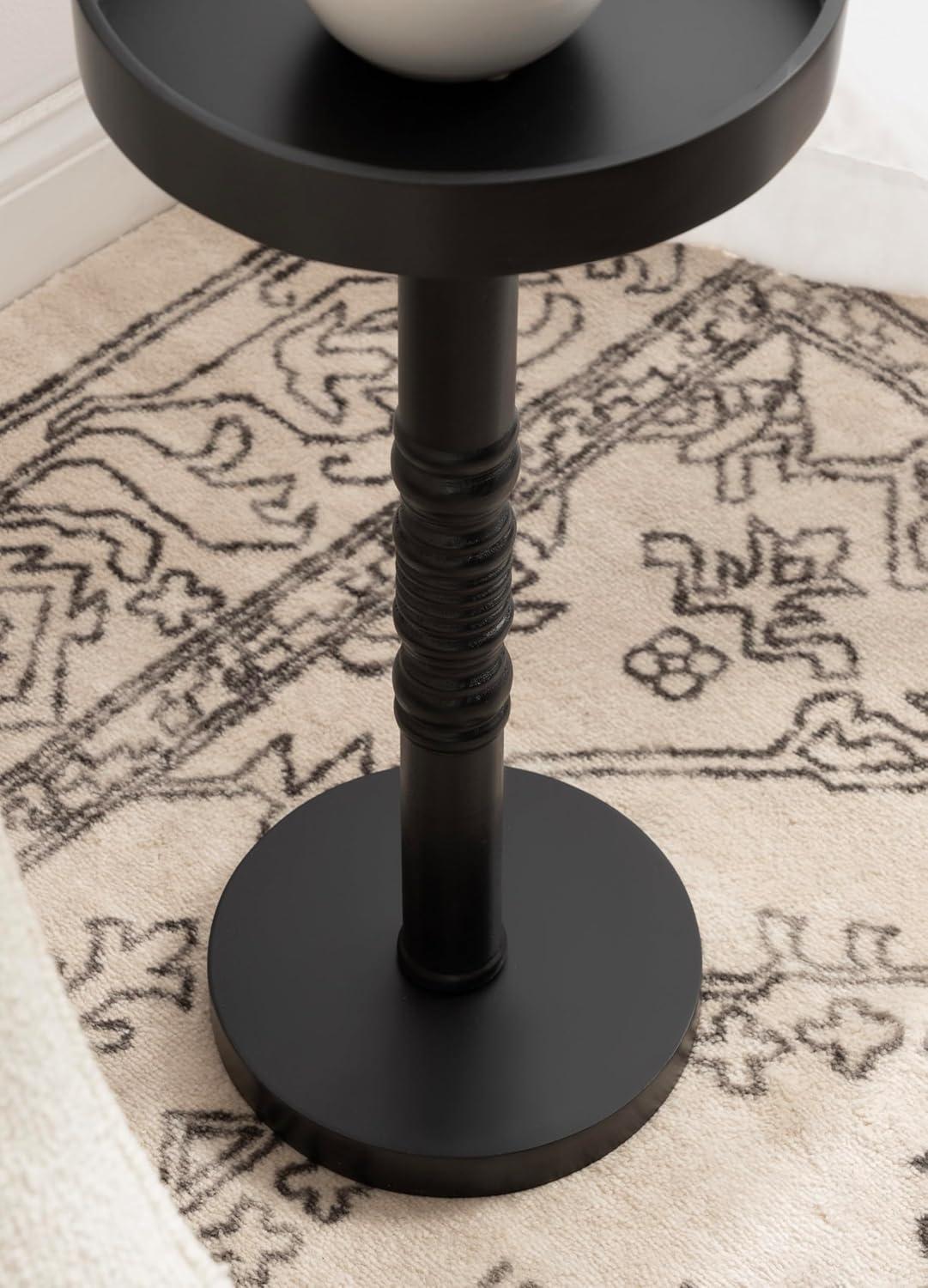 Kate and Laurel Bellport Pedestal End Table, 10x10x22, Black