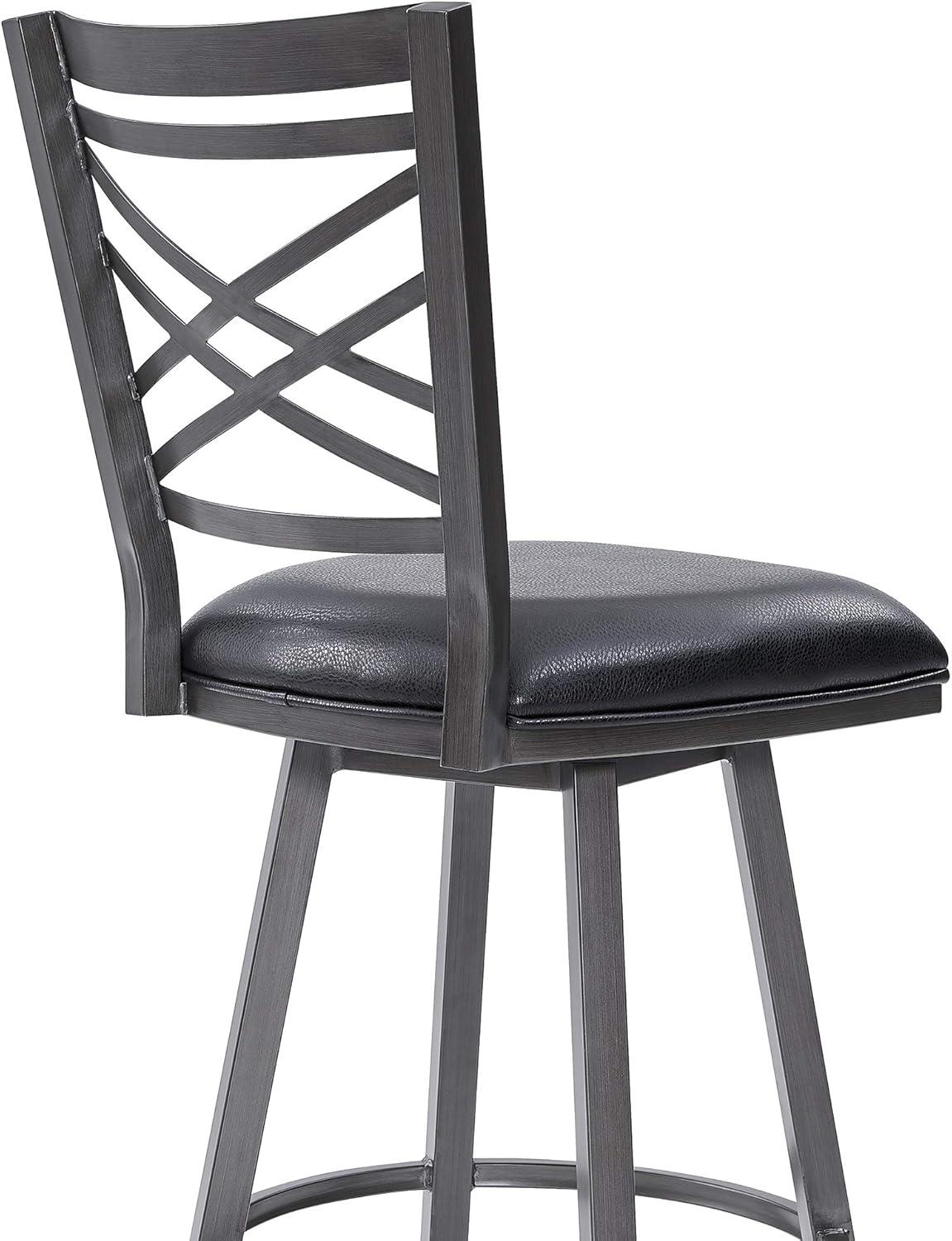 Fargo Black Metal Swivel Bar Stool with Cross Back