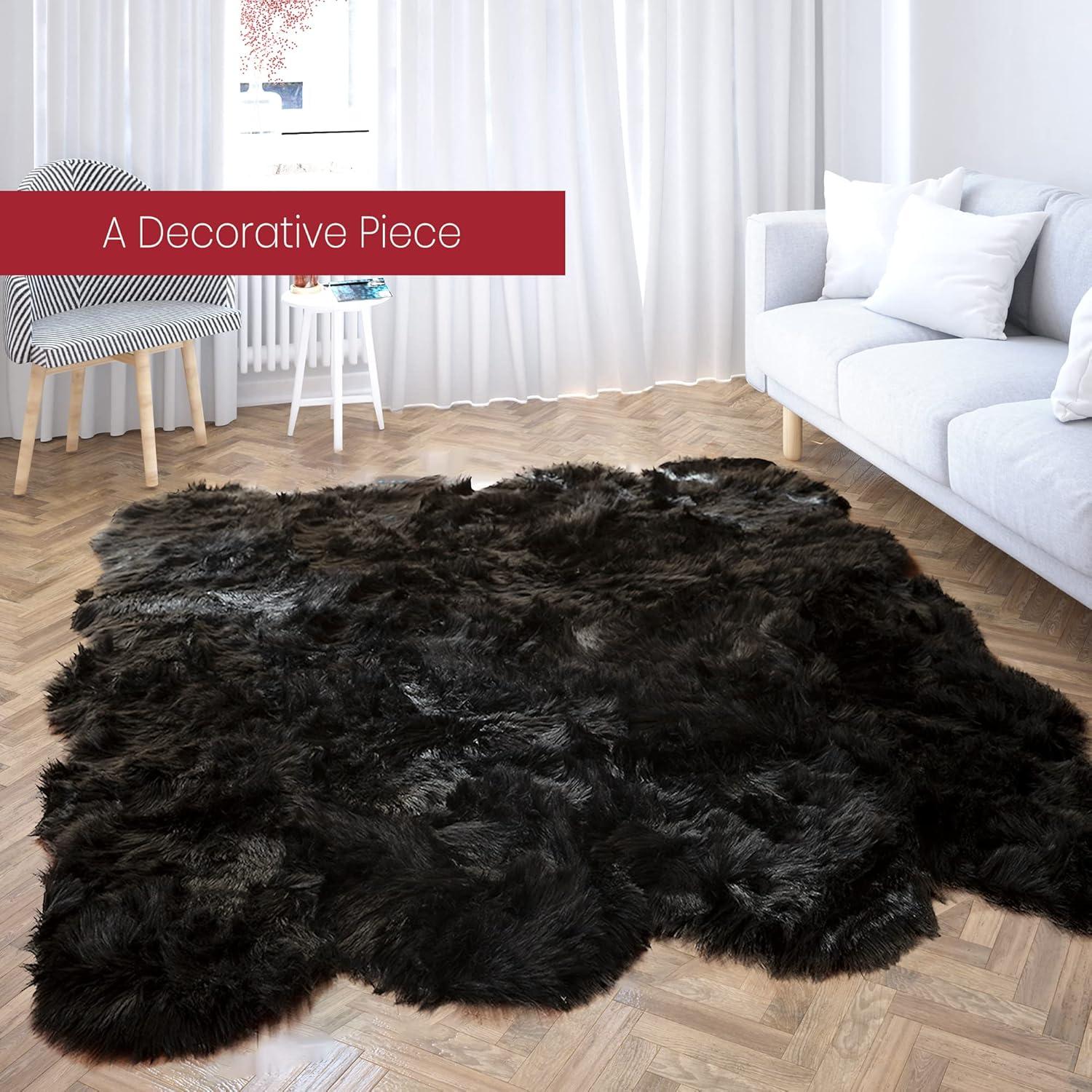 Diller Dark Brown Faux Fur Machine Washable Shag Fluffy Area Rug