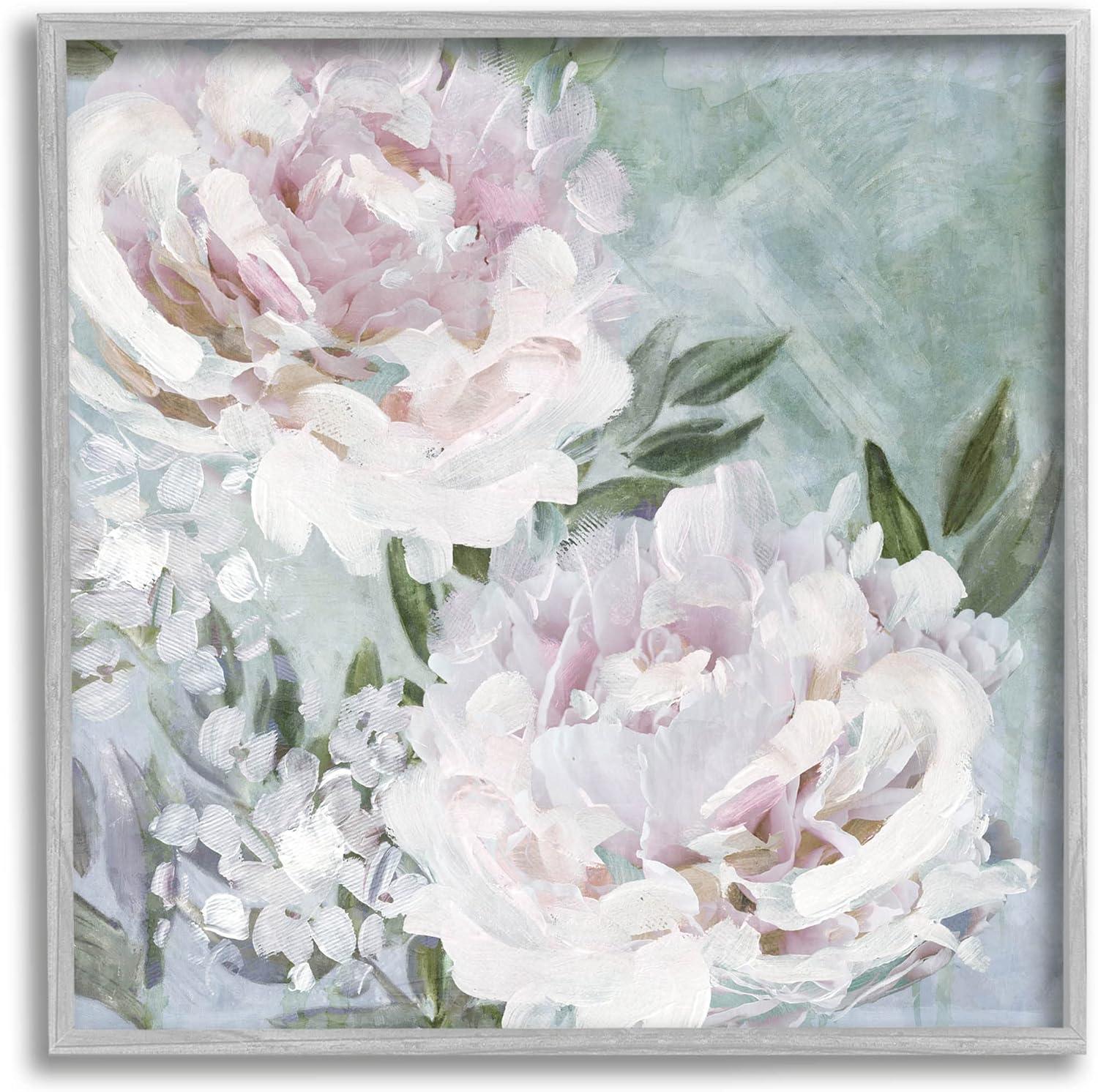 Stupell Industries Fluffy Pink Peonies Floral Framed Giclee Art, 24 x 24