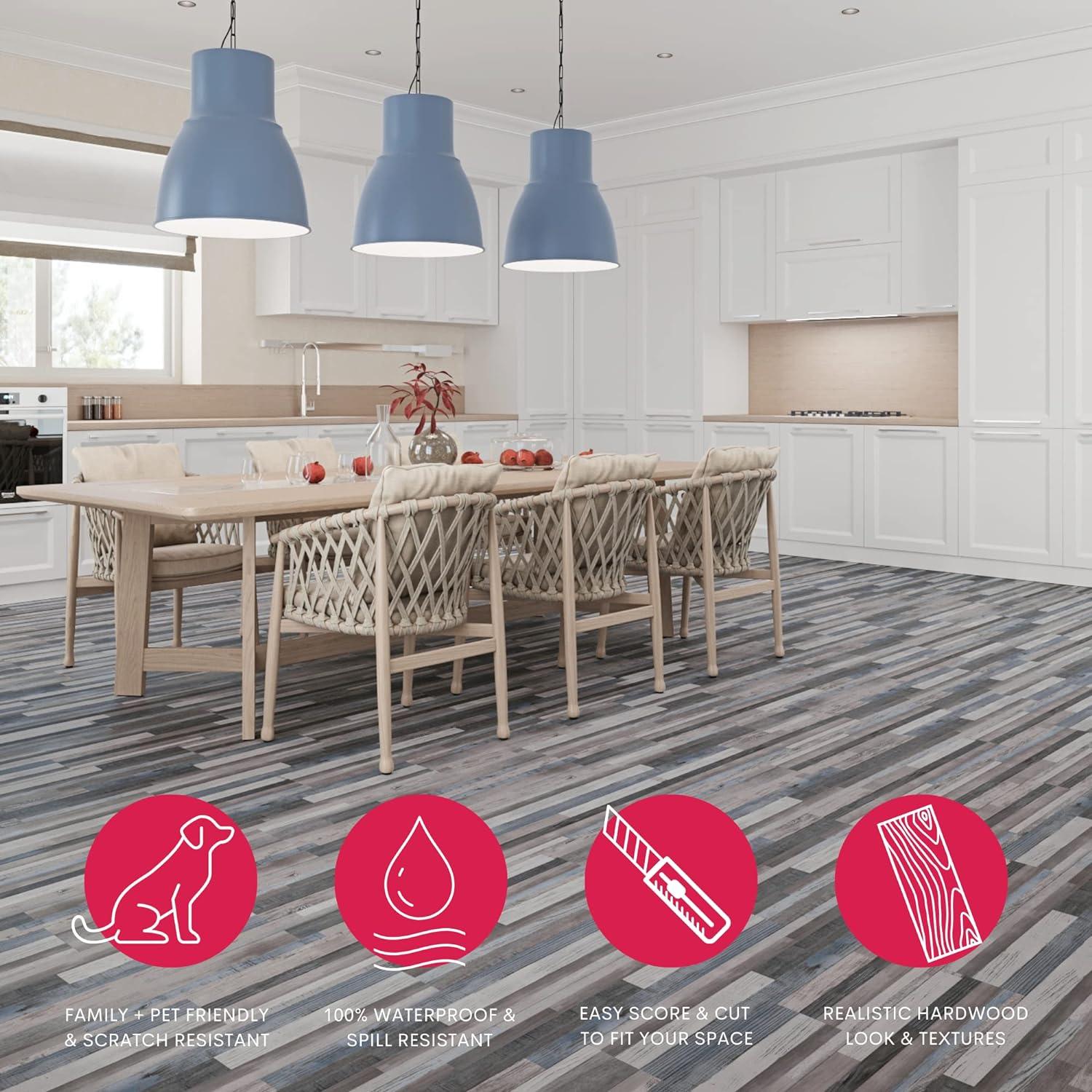 BaseCore 12mil x 6" W x 36" L Peel and Stick Luxury Vinyl Plank Flooring