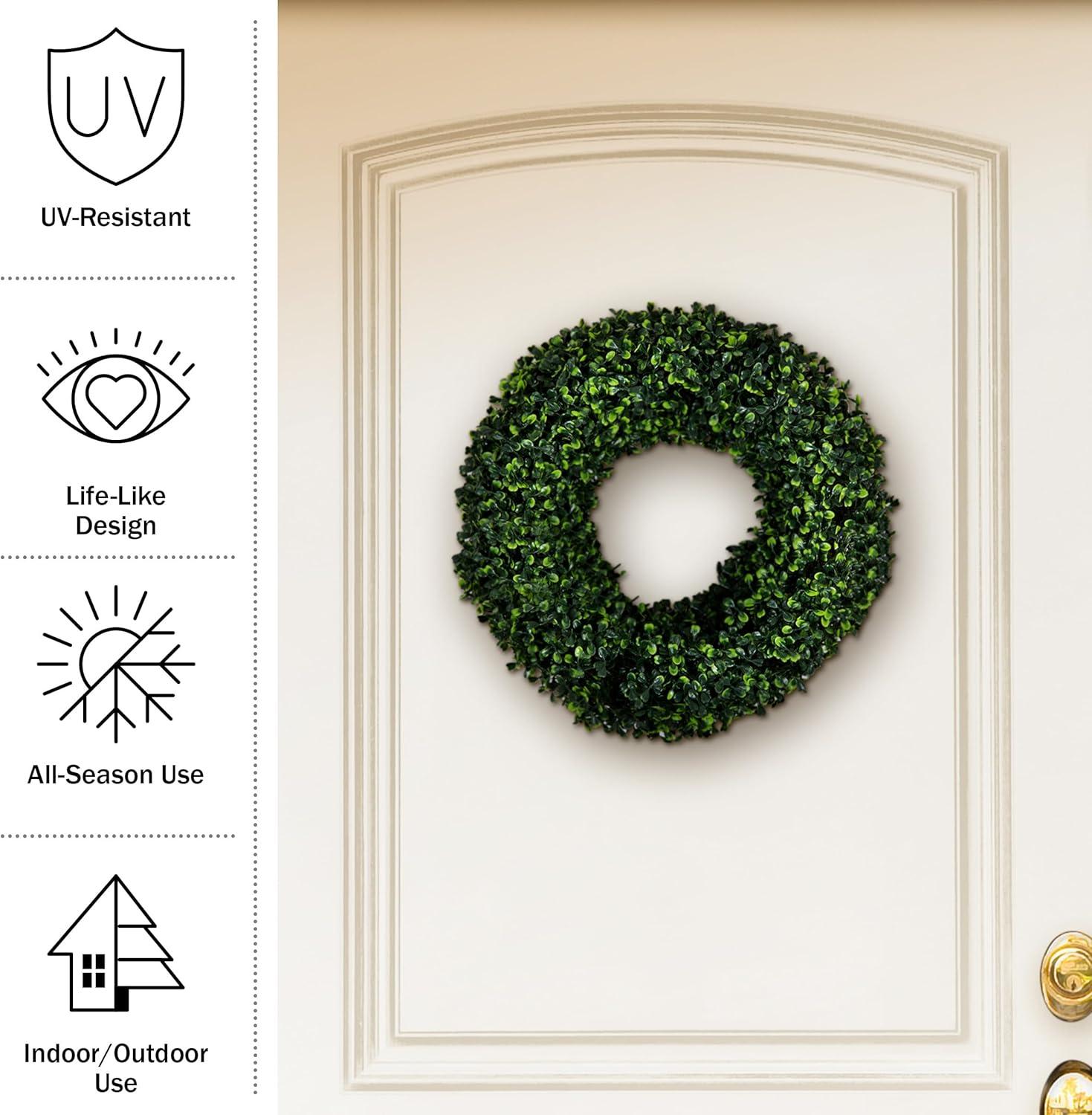 Pure Garden Outdoor/Indoor Artificial Boxwood Wreath