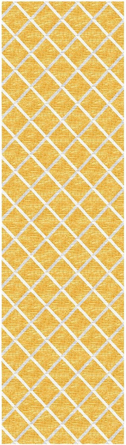 Gold and White Flat Woven Chenille Hallway Runner Rug