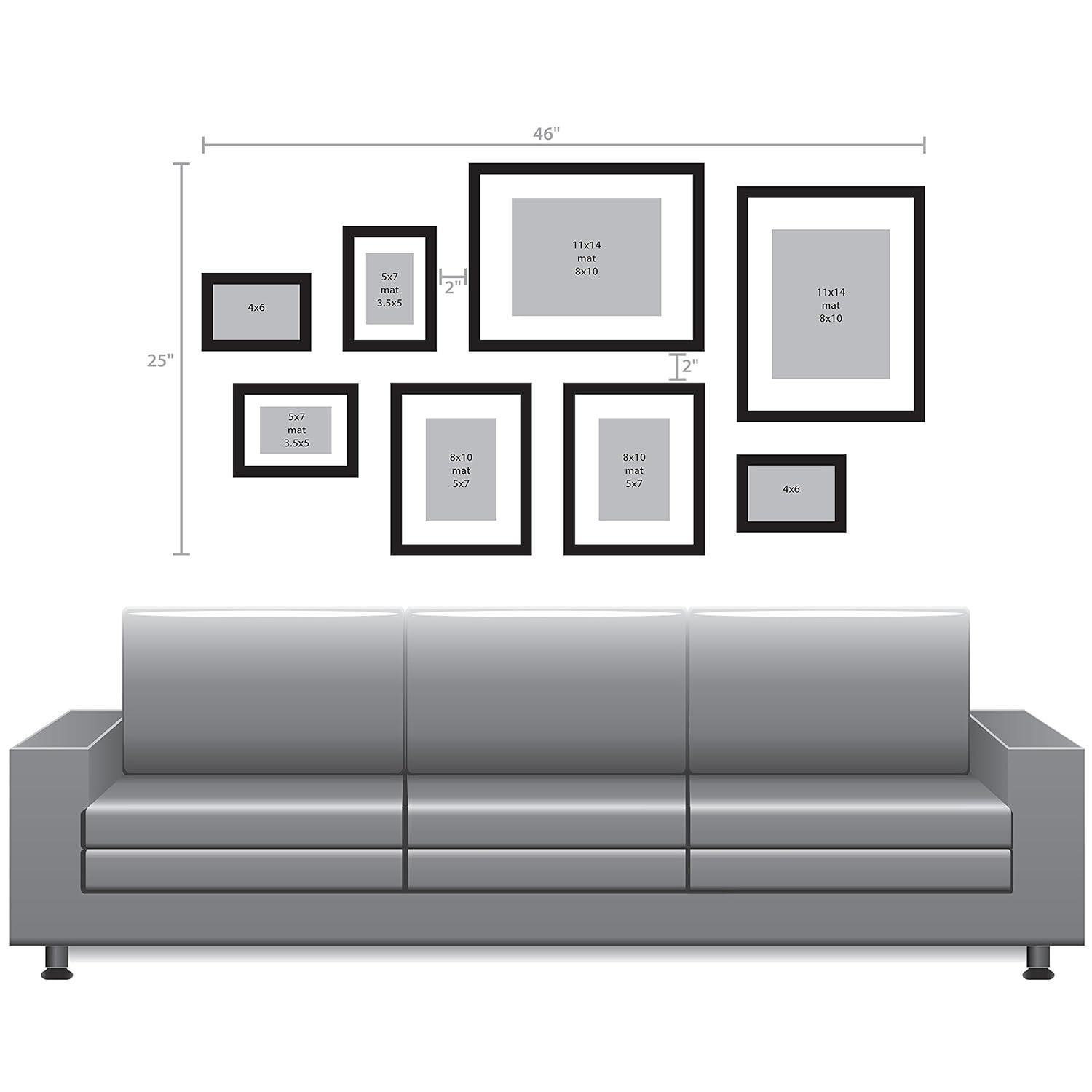 DesignOvation Gallery Rectangle Wood Wall Frame, 11x14 matted to 8x10, Walnut Brown
