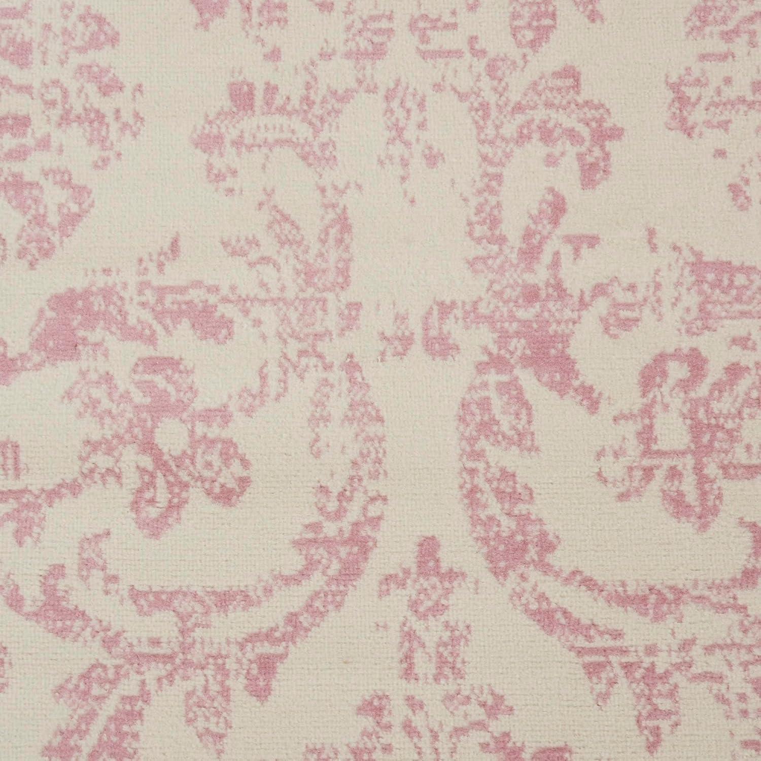 Jubilant JUB09 Area Rug Farmhouse Vintage Damask By Nourison Ivory/Pink 7' x 10'
