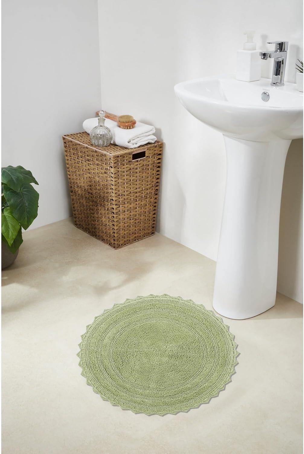 Better Trends Lilly Crochet 100% Cotton Tufted Reversible Bath Rug 24" Round - Sage