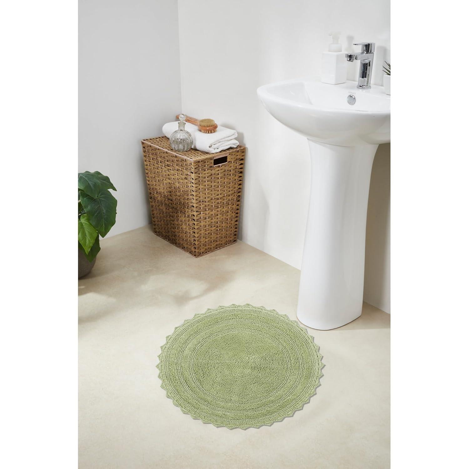 Better Trends Lilly Crochet 100% Cotton Tufted Reversible Bath Rug 30" Round - Sage