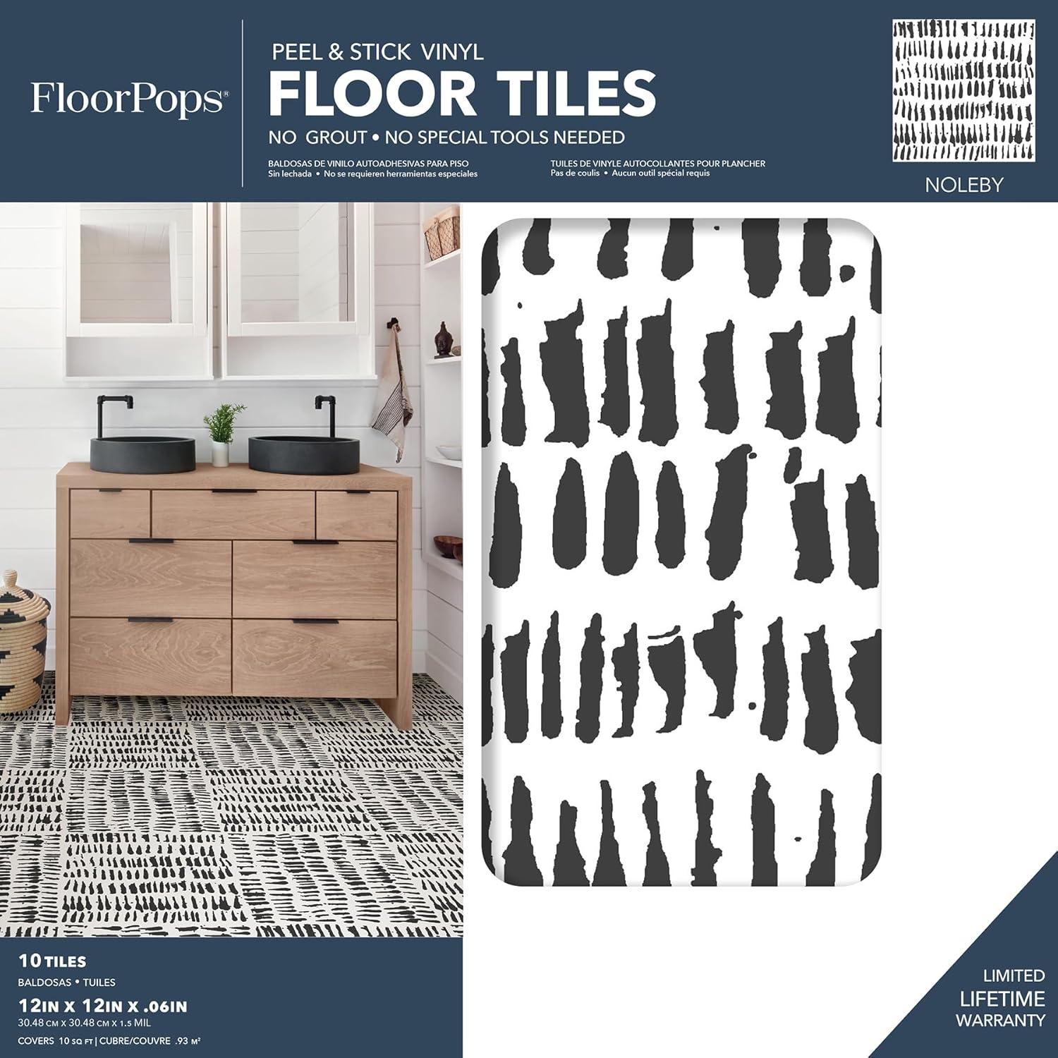 FloorPops FP2945 Noleby Peel & Stick Floor Tiles