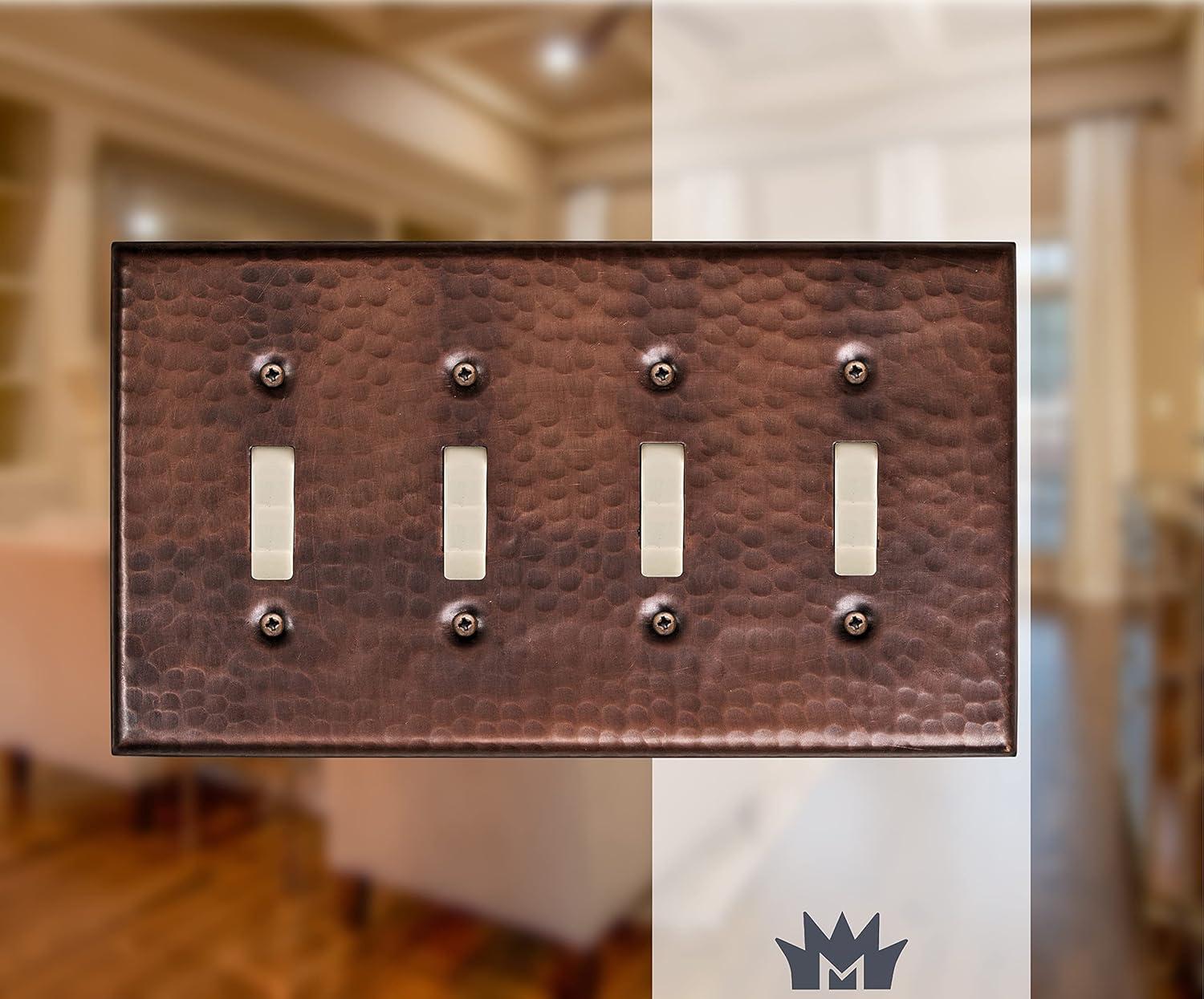 Hand Hammered 4-Gang Toggle Light Switch Standard Wall Plate