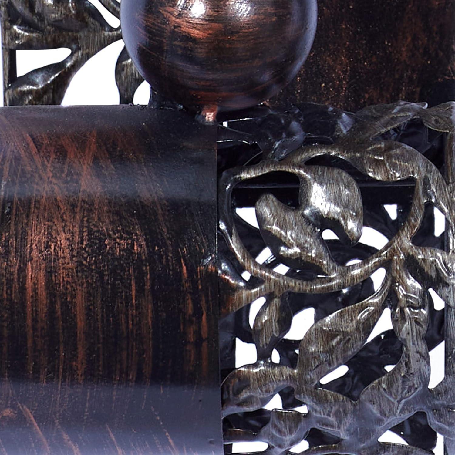 Elegant Brown Metal 20" Dual Candle Tabletop Lantern Set