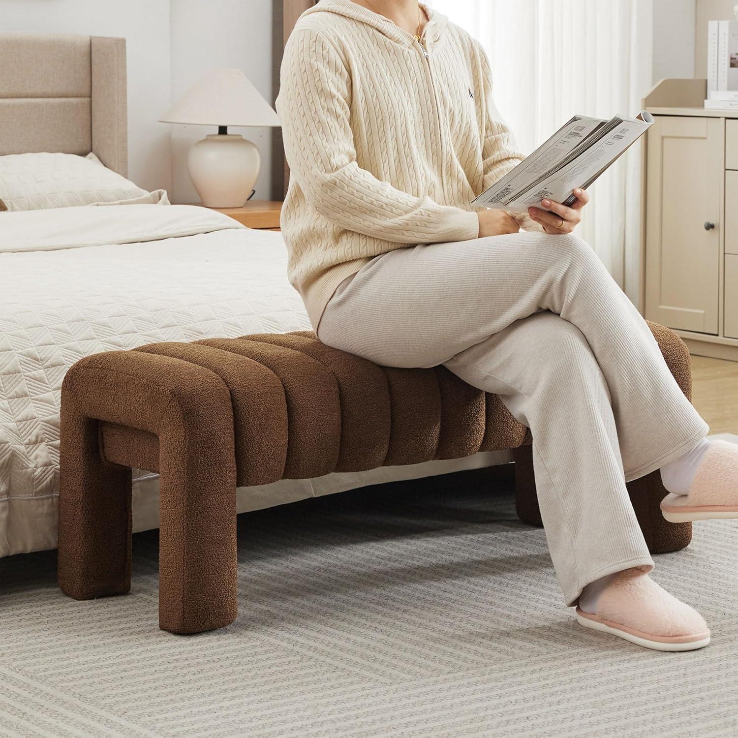 Oyan 43"or 63"W Channel Tufted Upholstered Bedroom Bench