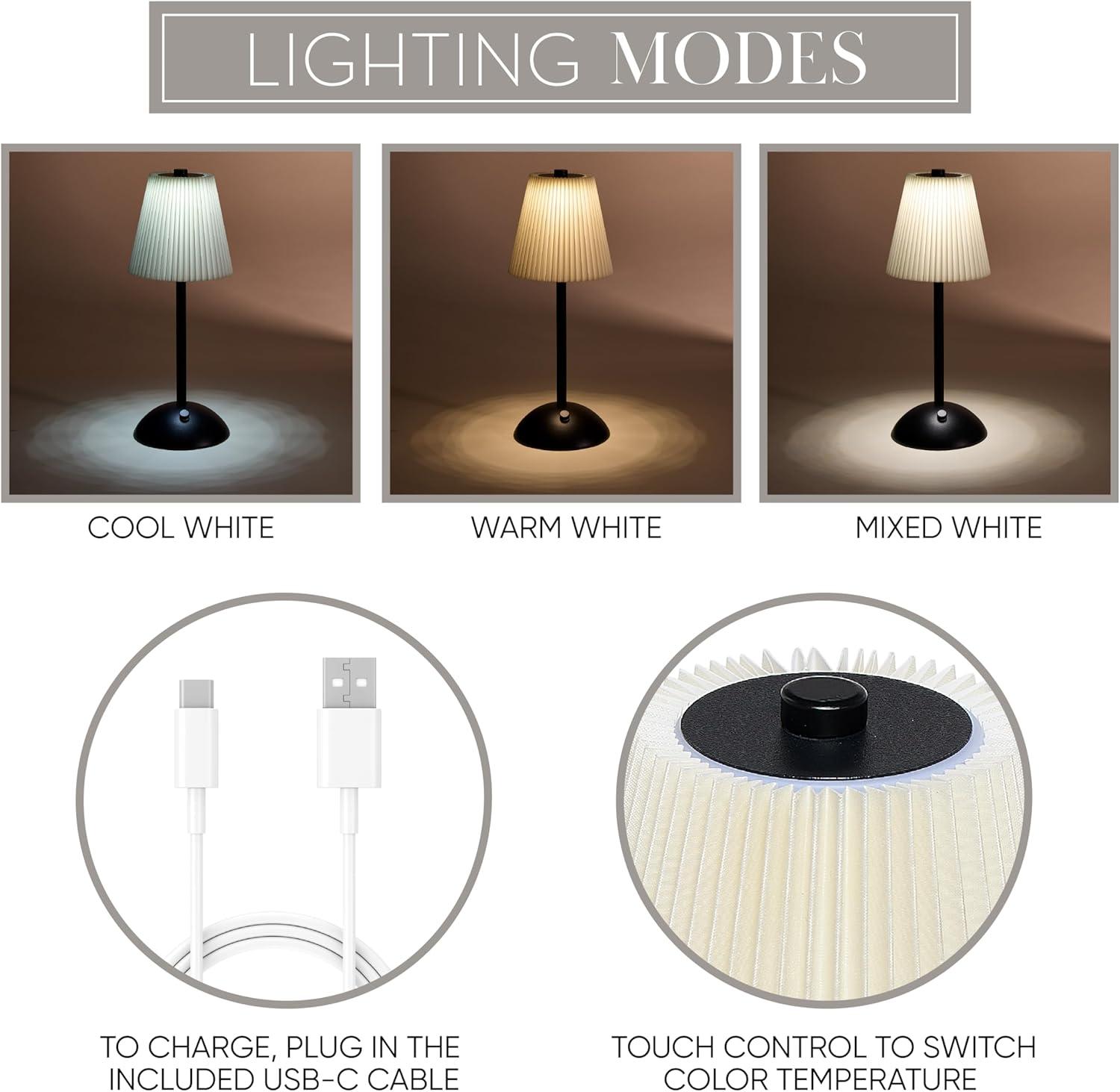 Camden Reed Table Lamp, Desk lamp, 3 Different Lighting Modes, Modern Minimal Design for Dinner/Coffee Table/Restaurant/Bedroom, Bell Black